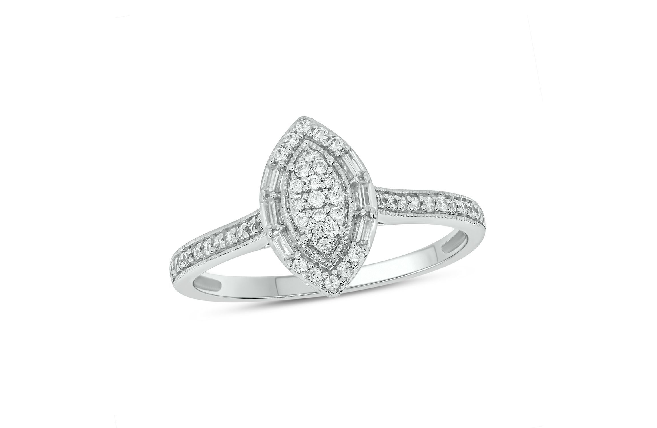1/4 ct. t.w. Diamond Marquise Shape Promise Ring In Sterling Silver