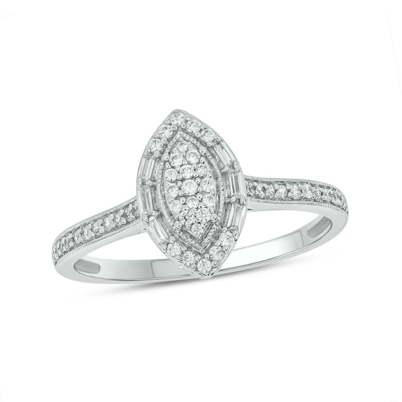 1/4 ct. t.w. Diamond Marquise Shape Promise Ring In Sterling Silver