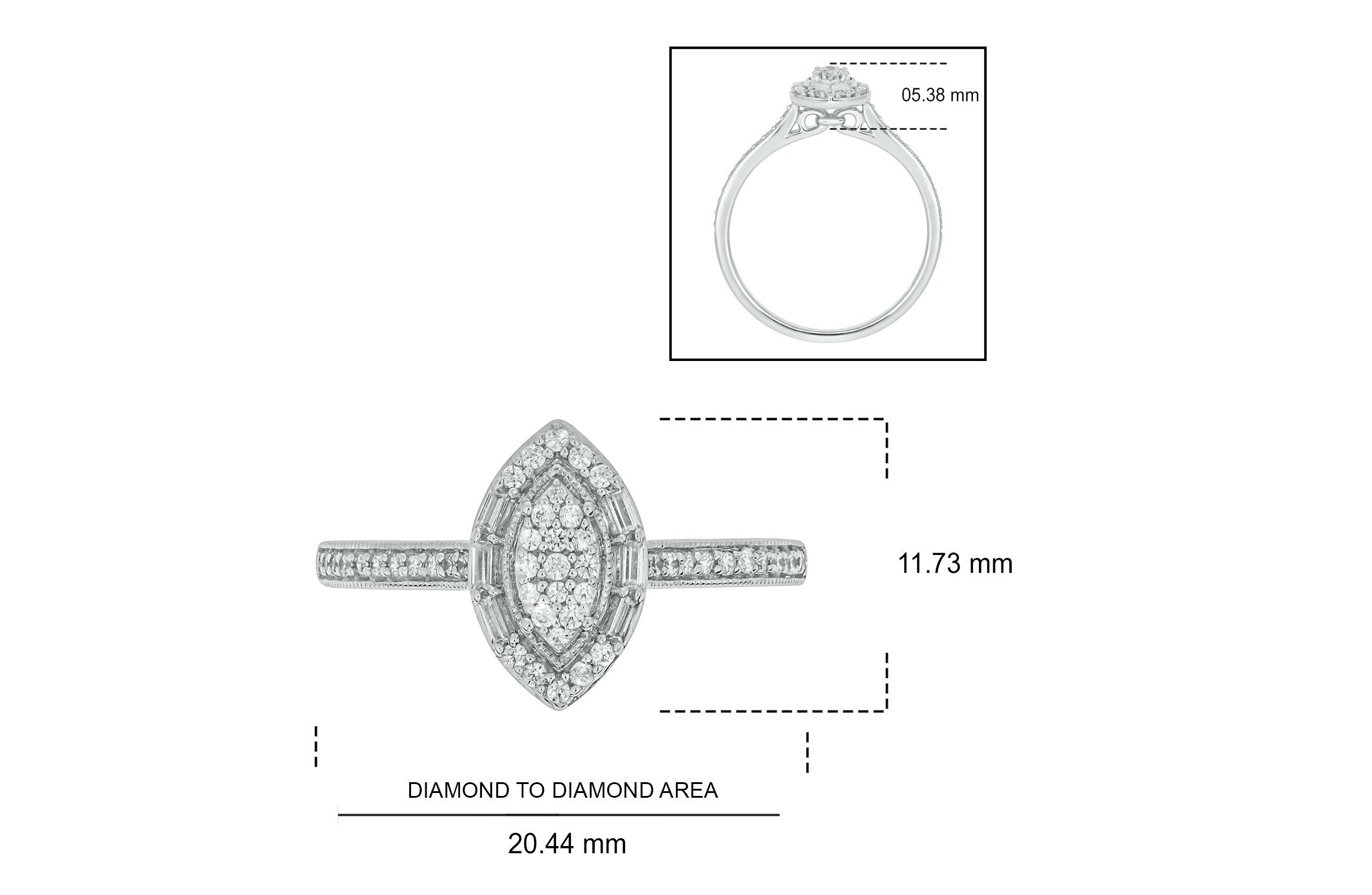 1/4 ct. t.w. Diamond Marquise Shape Promise Ring In Sterling Silver