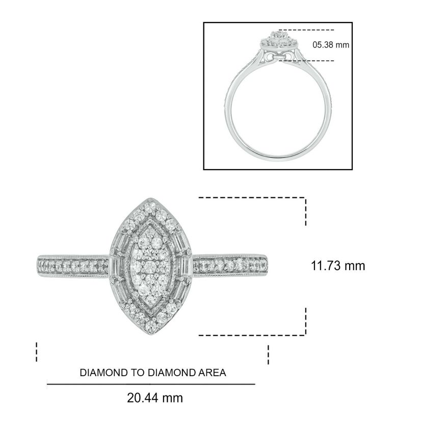 1/4 ct. t.w. Diamond Marquise Shape Promise Ring In Sterling Silver