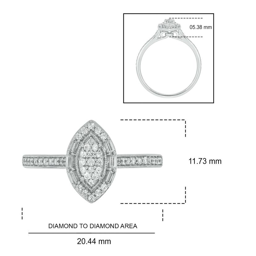 1/4 ct. t.w. Diamond Marquise Shape Promise Ring In Sterling Silver