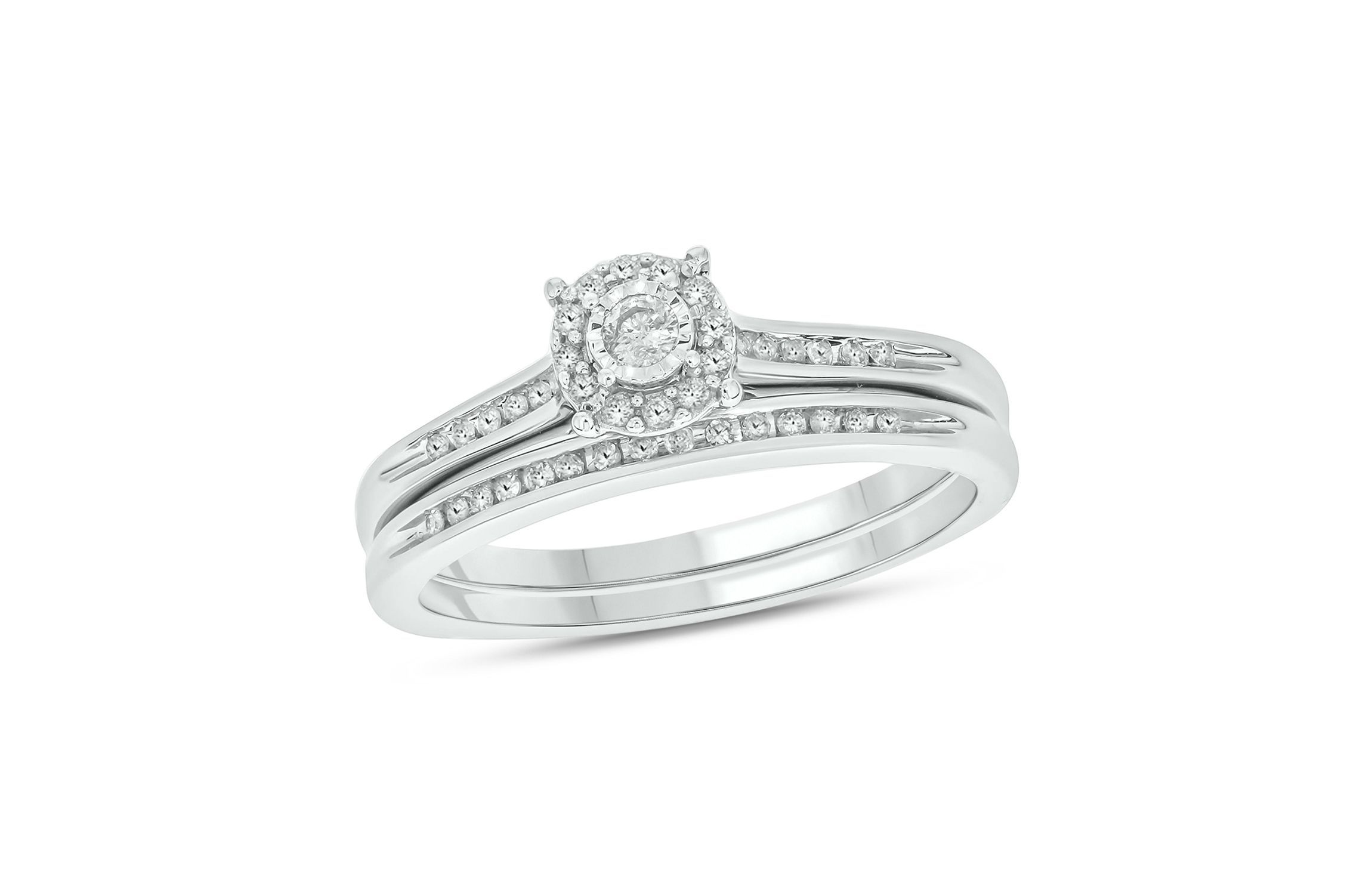 1/3 ct. t.w. Diamond with Miracle Plate Bridal Ring in Sterling Silver