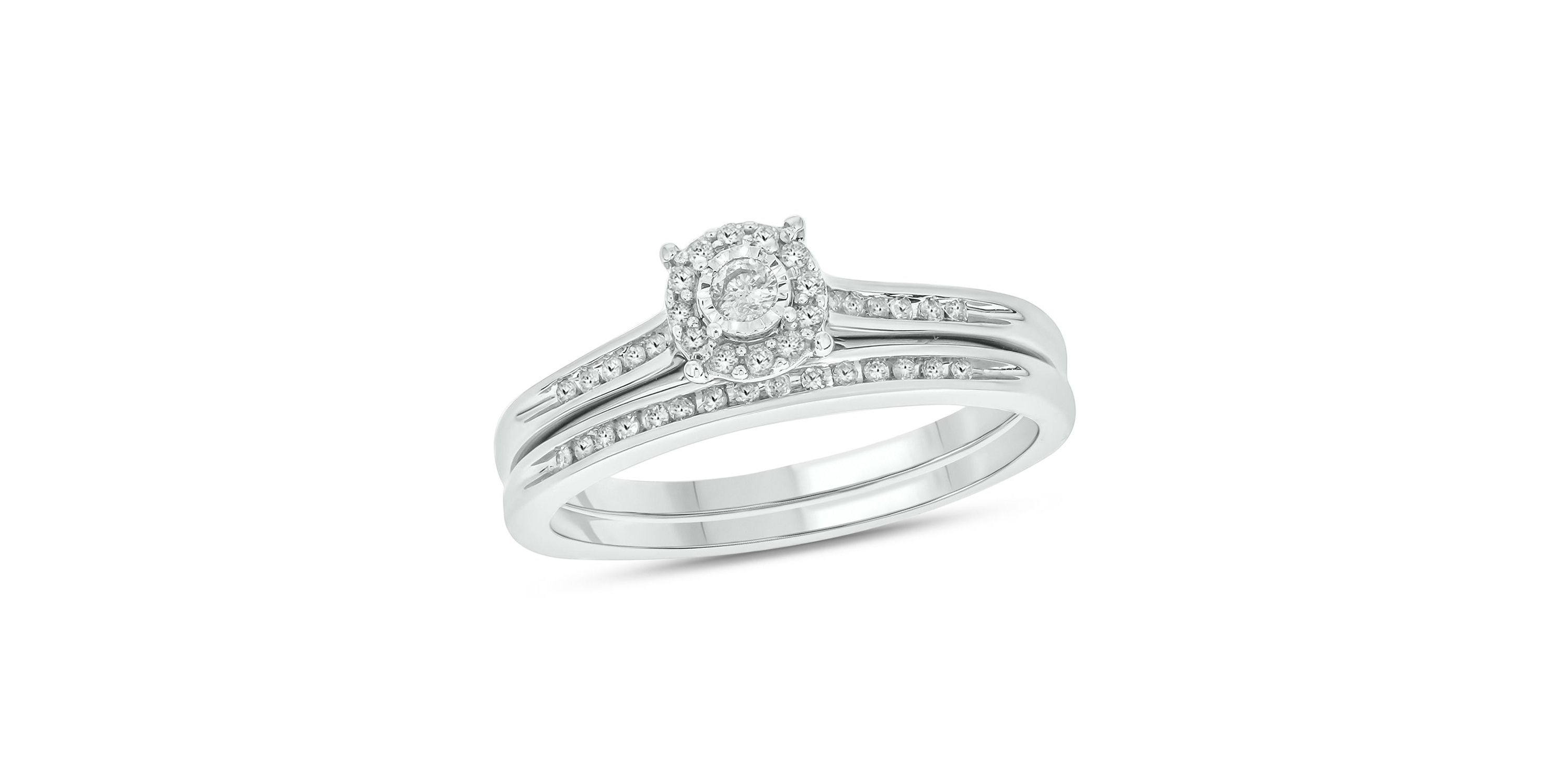 1/3 ct. t.w. Diamond with Miracle Plate Bridal Ring in Sterling Silver