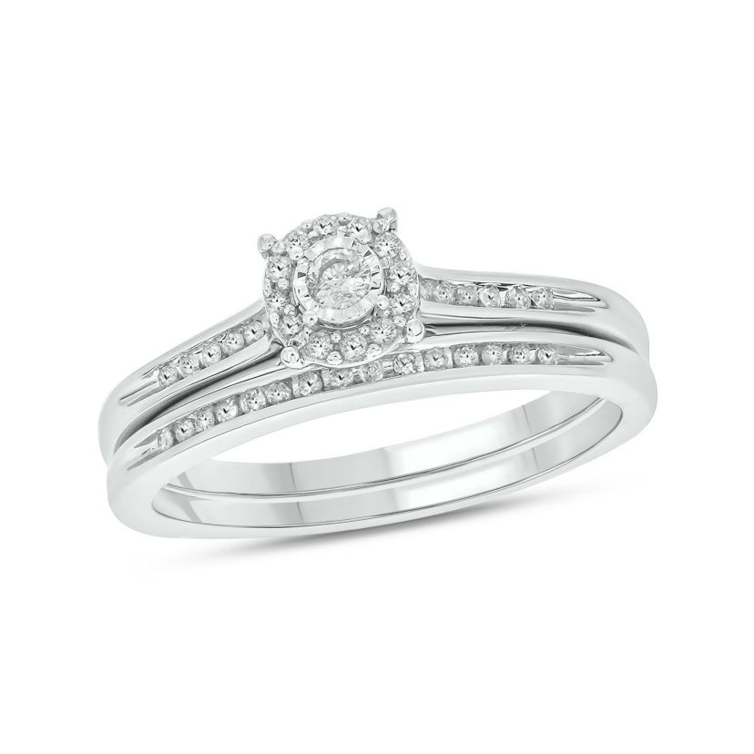 1/3 ct. t.w. Diamond with Miracle Plate Bridal Ring in Sterling Silver