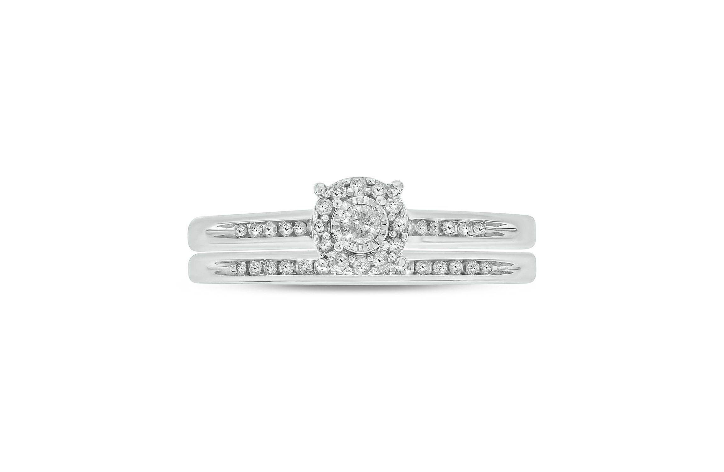 1/3 ct. t.w. Diamond with Miracle Plate Bridal Ring in Sterling Silver