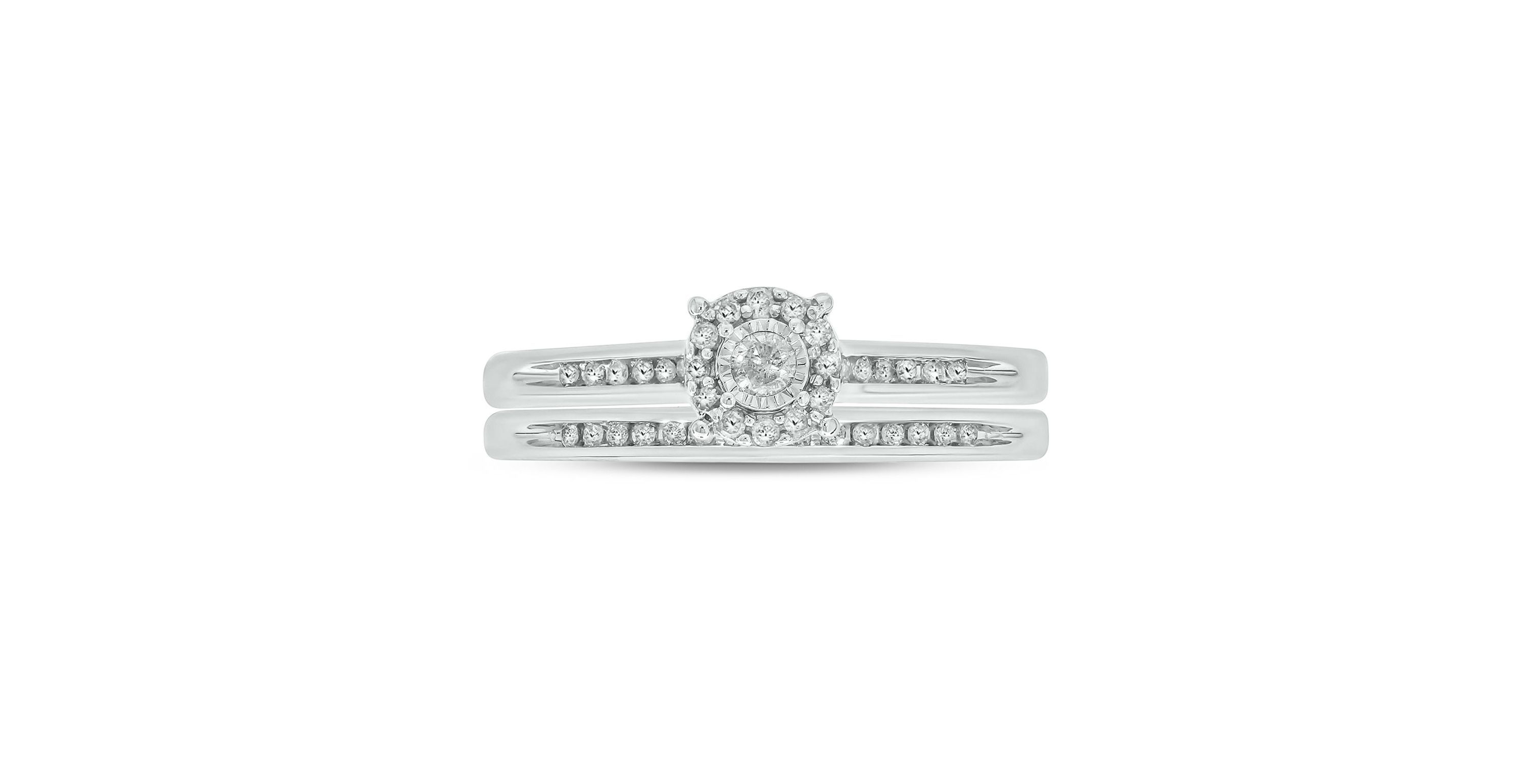 1/3 ct. t.w. Diamond with Miracle Plate Bridal Ring in Sterling Silver