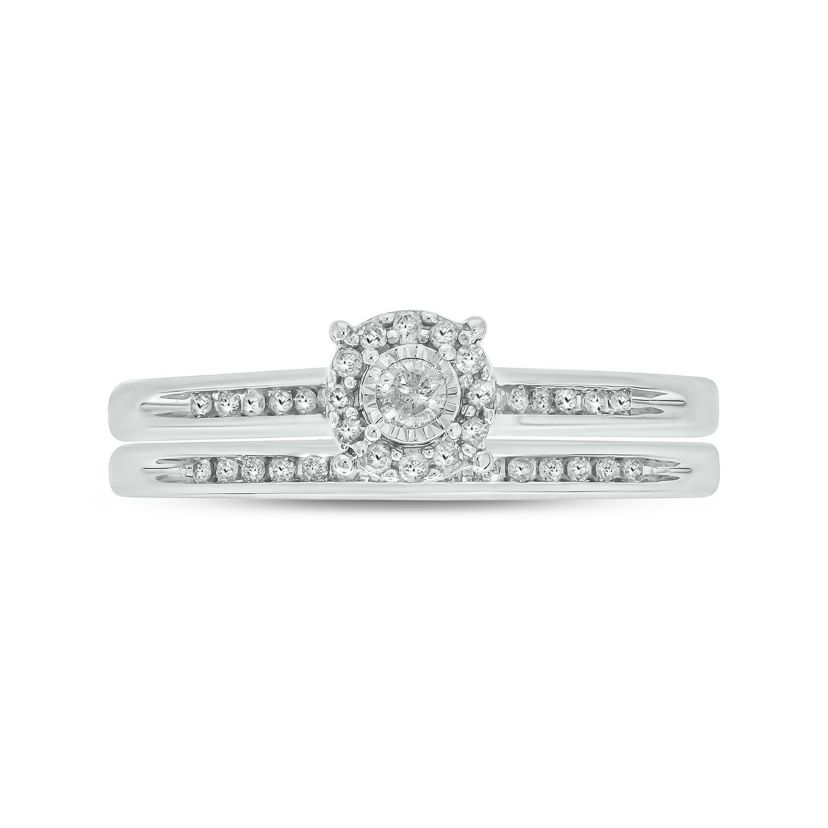 1/3 ct. t.w. Diamond with Miracle Plate Bridal Ring in Sterling Silver