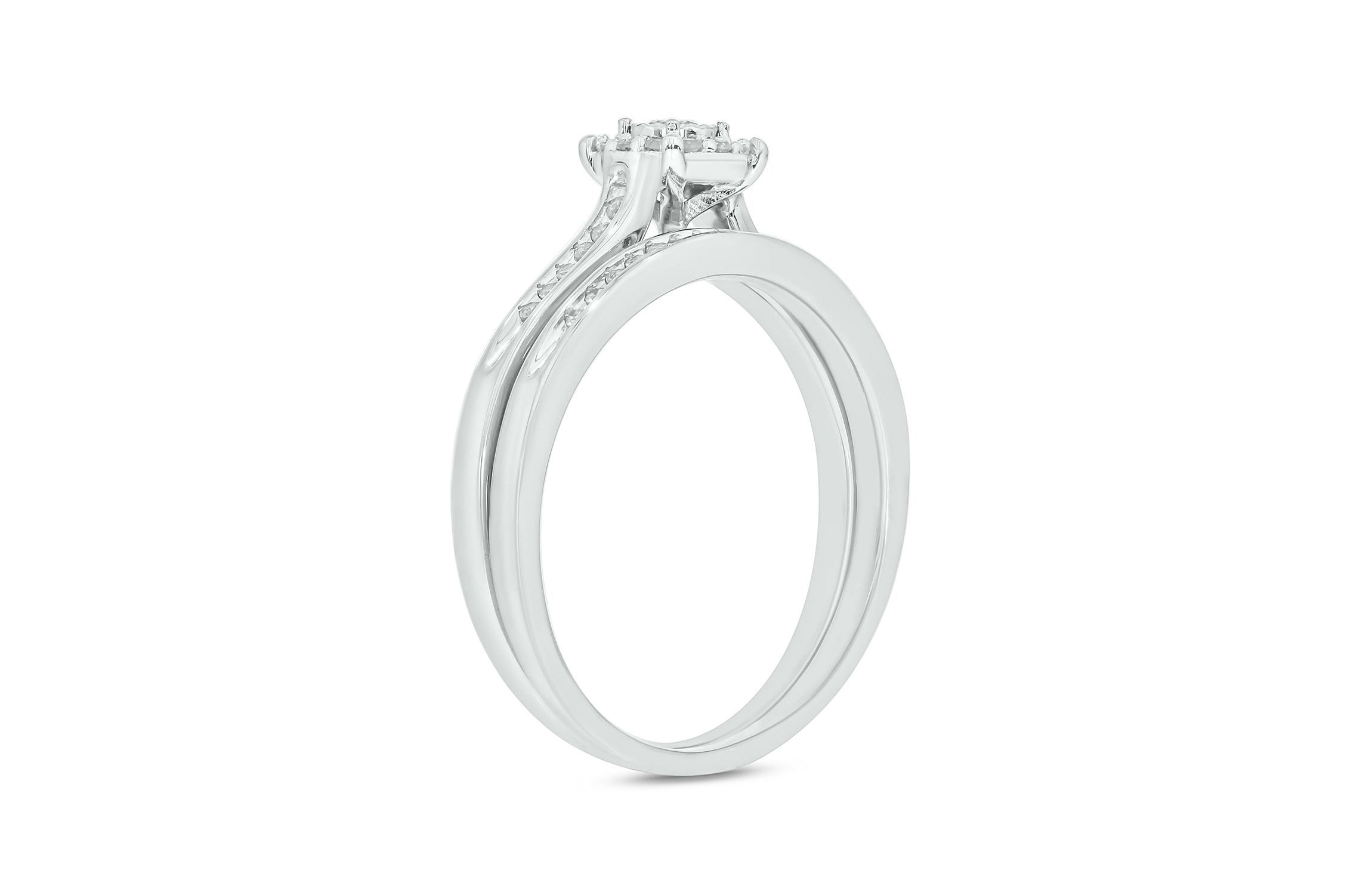 1/3 ct. t.w. Diamond with Miracle Plate Bridal Ring in Sterling Silver