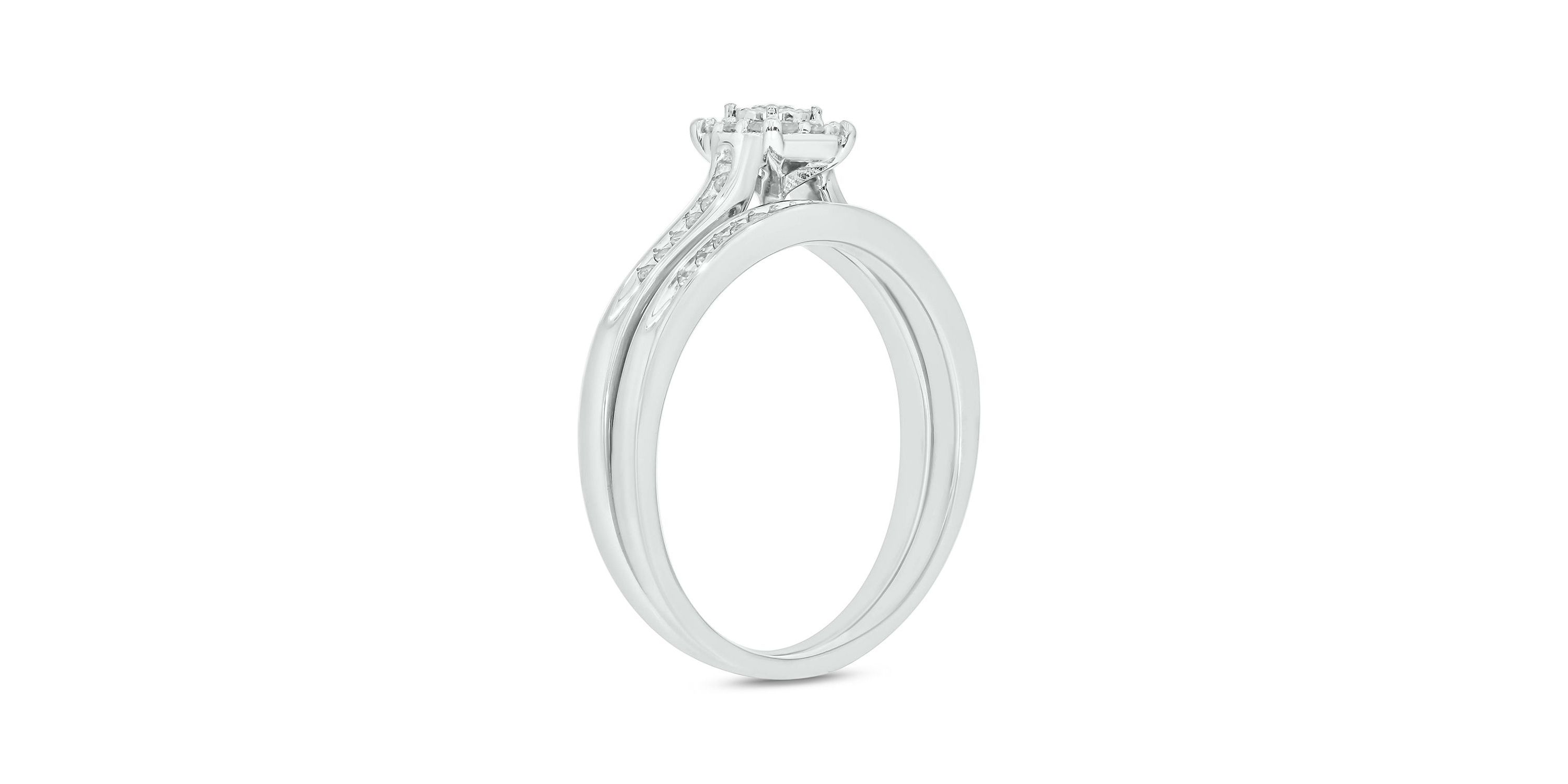 1/3 ct. t.w. Diamond with Miracle Plate Bridal Ring in Sterling Silver