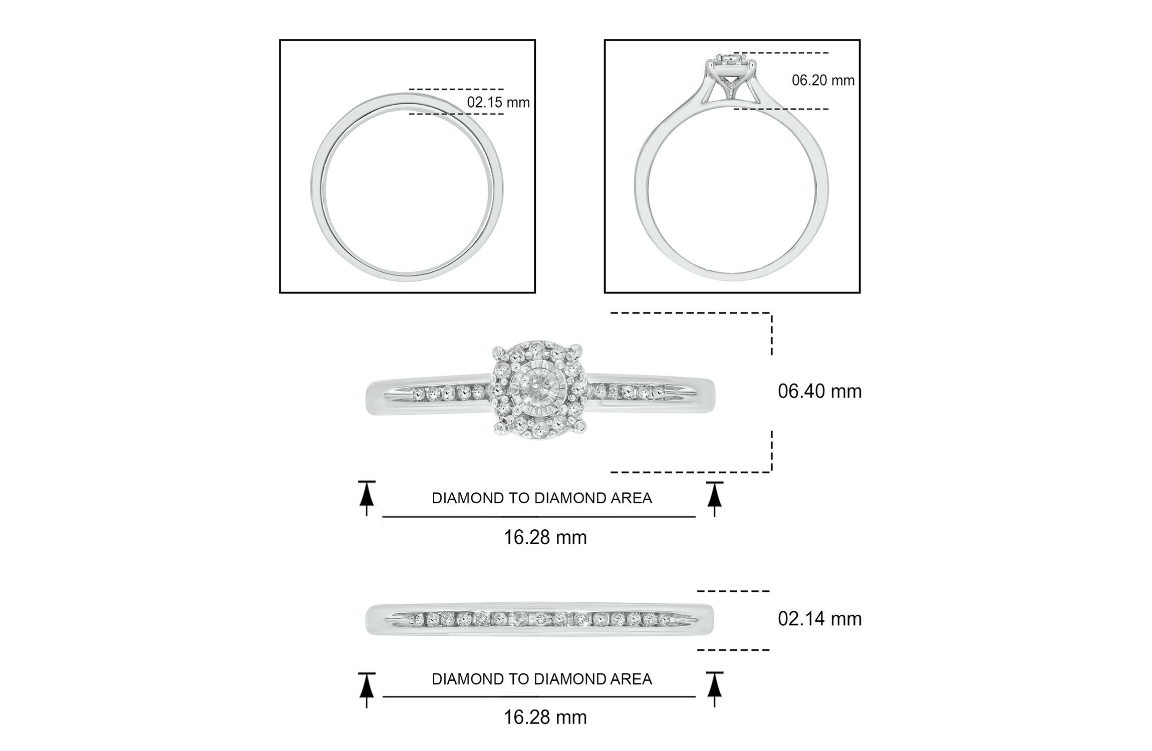 1/3 ct. t.w. Diamond with Miracle Plate Bridal Ring in Sterling Silver