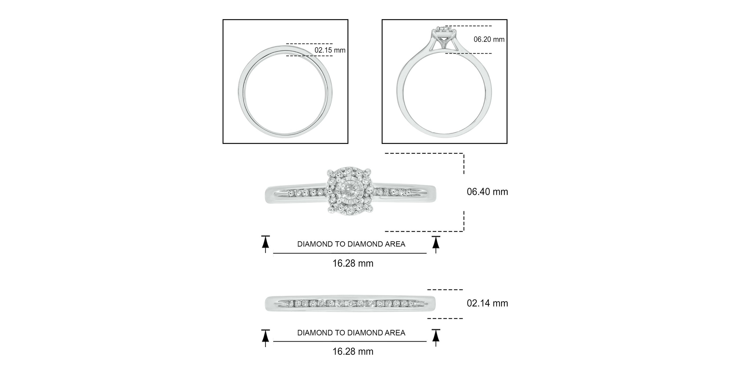 1/3 ct. t.w. Diamond with Miracle Plate Bridal Ring in Sterling Silver