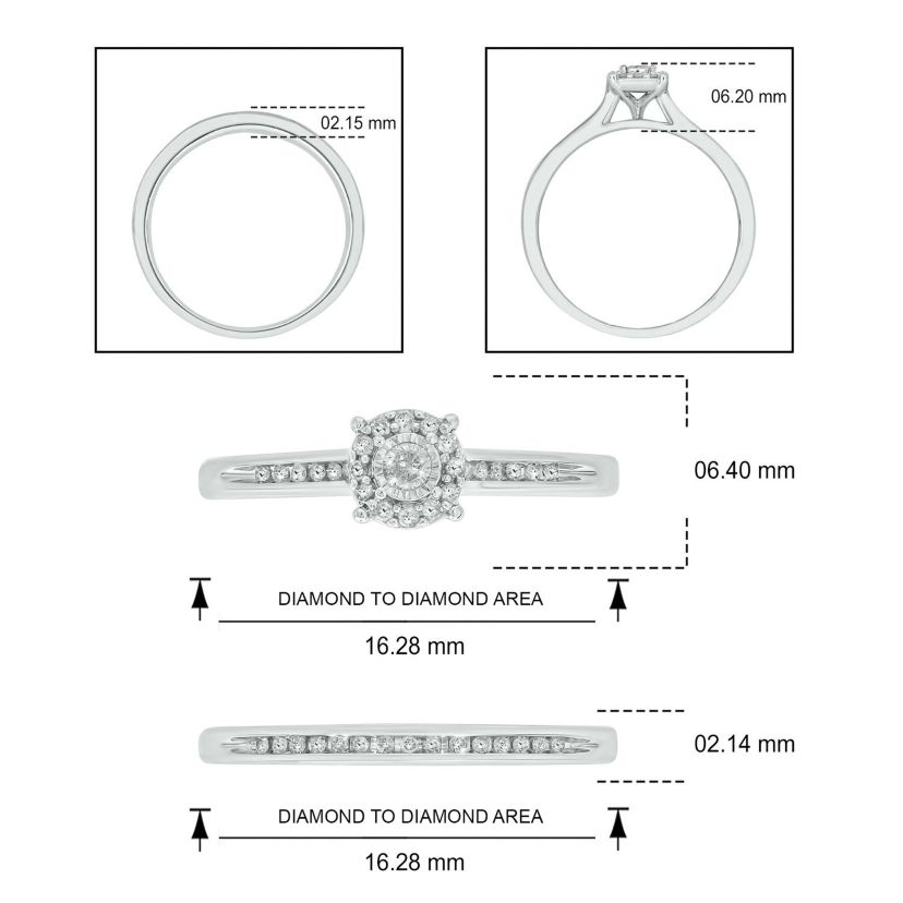 1/3 ct. t.w. Diamond with Miracle Plate Bridal Ring in Sterling Silver