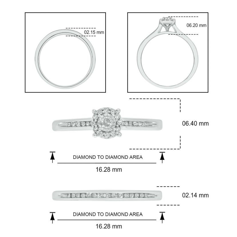 1/3 ct. t.w. Diamond with Miracle Plate Bridal Ring in Sterling Silver