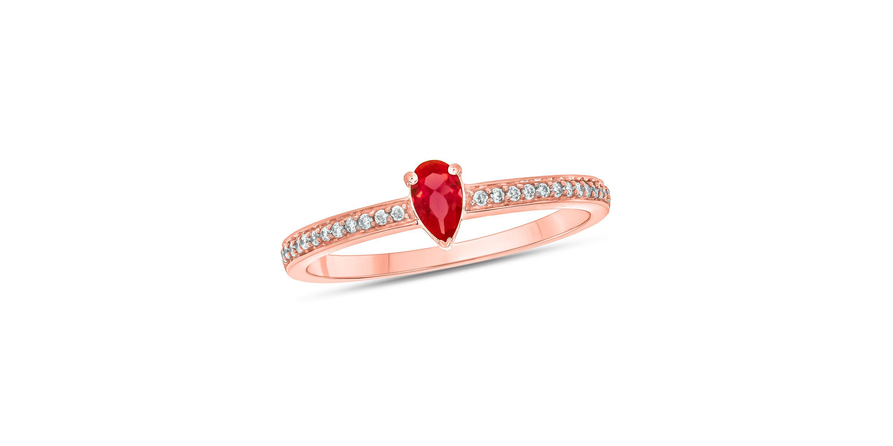 1/10 ct. t.w. Diamond and 1/4 ct. t.w. Created Ruby Promise Ring In 10K Yellow Gold