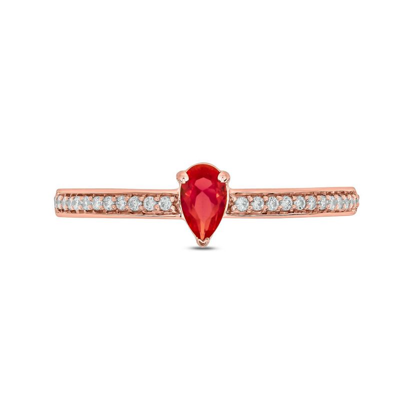 1/10 ct. t.w. Diamond and 1/4 ct. t.w. Created Ruby Promise Ring In 10K Yellow Gold