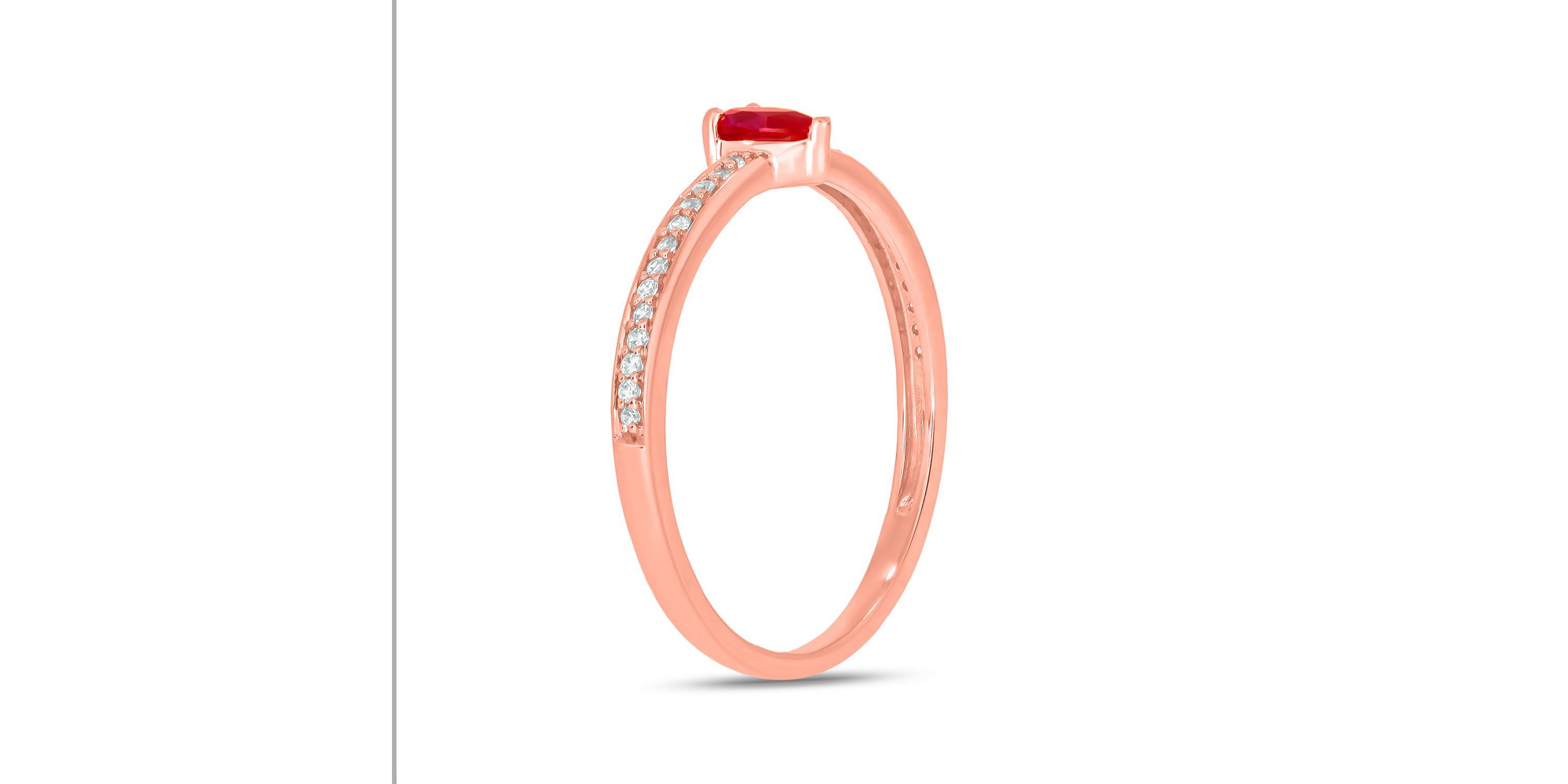 1/10 ct. t.w. Diamond and 1/4 ct. t.w. Created Ruby Promise Ring In 10K Yellow Gold