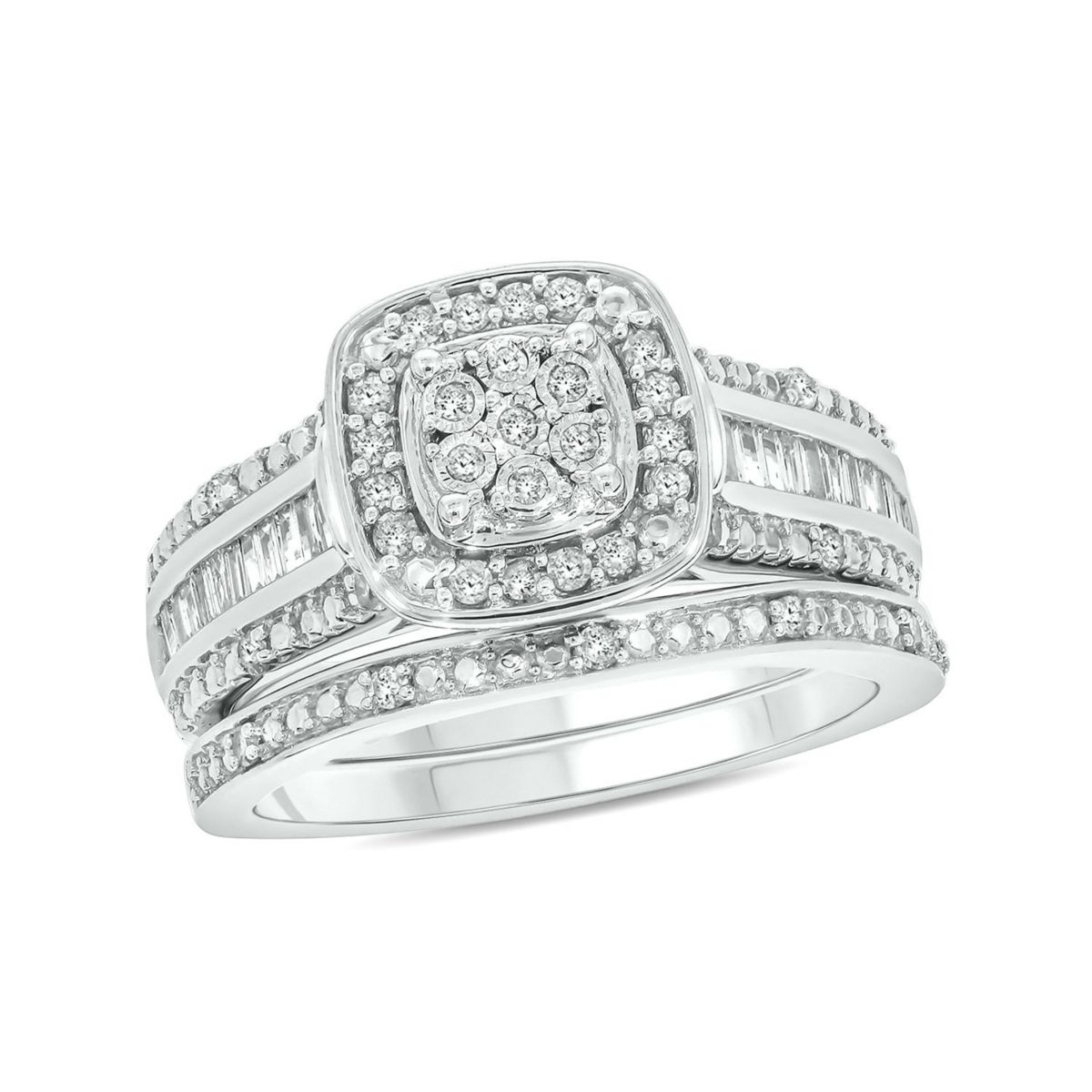 1/3 ct. t.w. Diamond Miracle Plate Bridal Ring in Sterling Silver