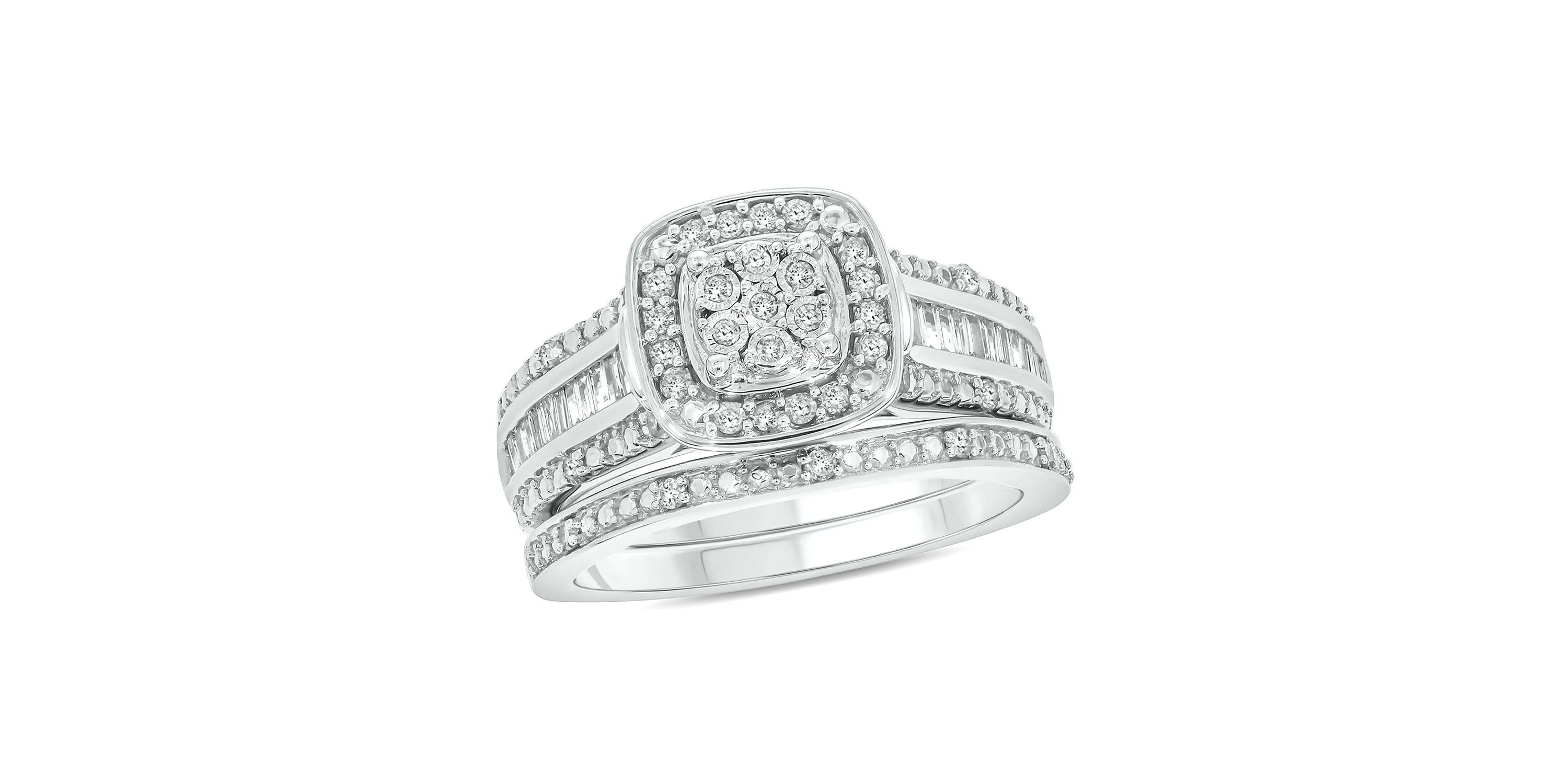 1/3 ct. t.w. Diamond Miracle Plate Bridal Ring in Sterling Silver