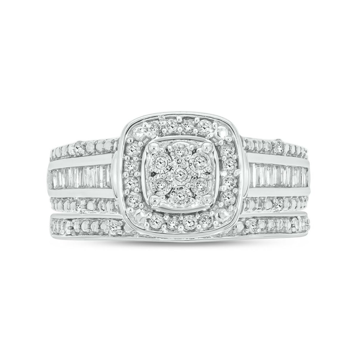 1/3 ct. t.w. Diamond Miracle Plate Bridal Ring in Sterling Silver