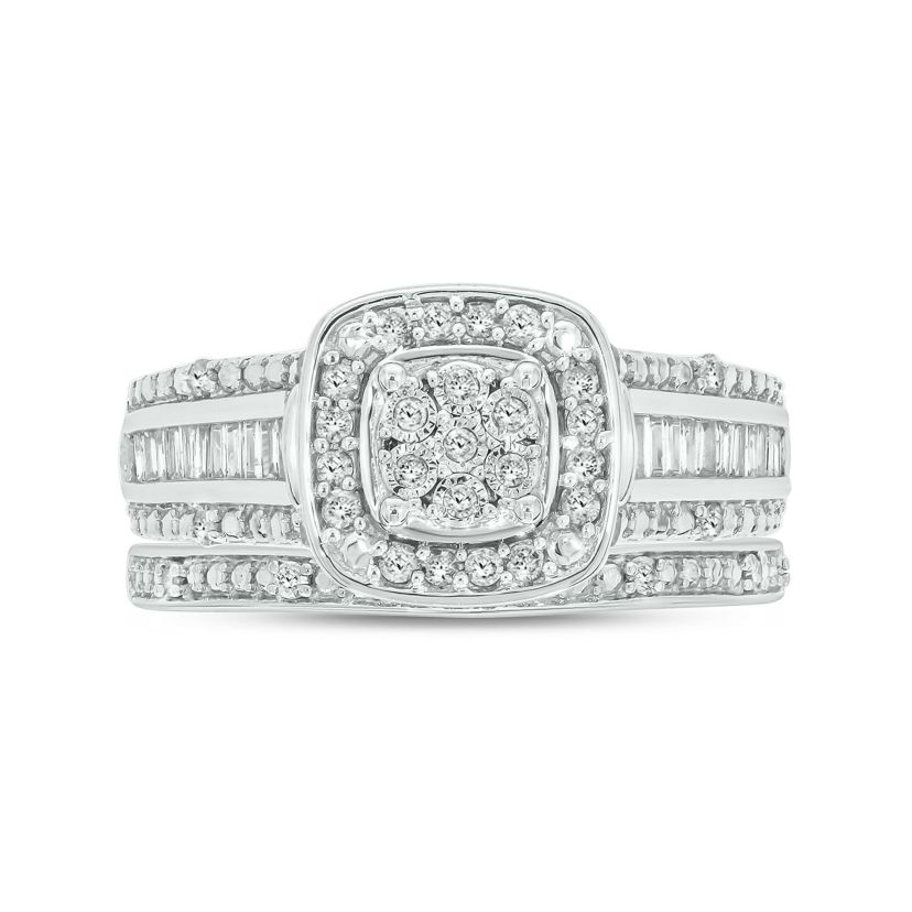 1/3 ct. t.w. Diamond Miracle Plate Bridal Ring in Sterling Silver