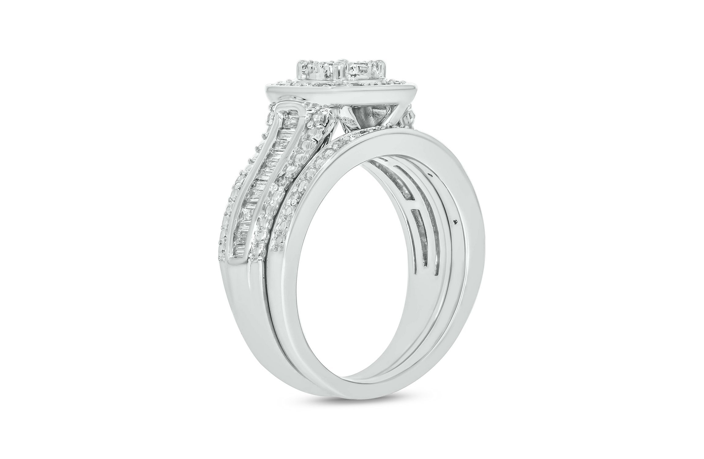 1/3 ct. t.w. Diamond Miracle Plate Bridal Ring in Sterling Silver