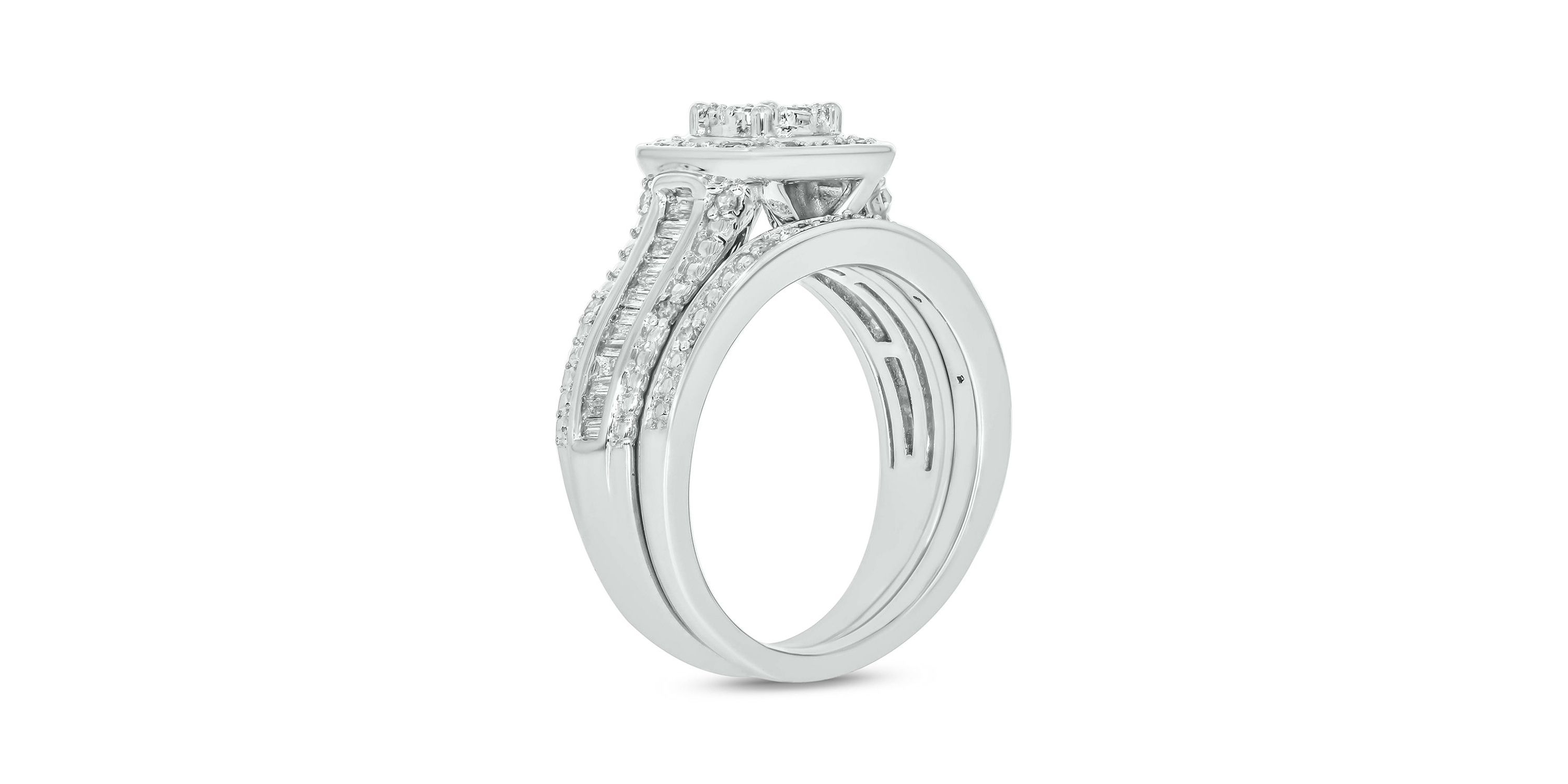 1/3 ct. t.w. Diamond Miracle Plate Bridal Ring in Sterling Silver