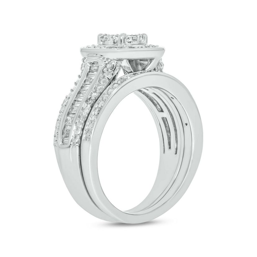 1/3 ct. t.w. Diamond Miracle Plate Bridal Ring in Sterling Silver