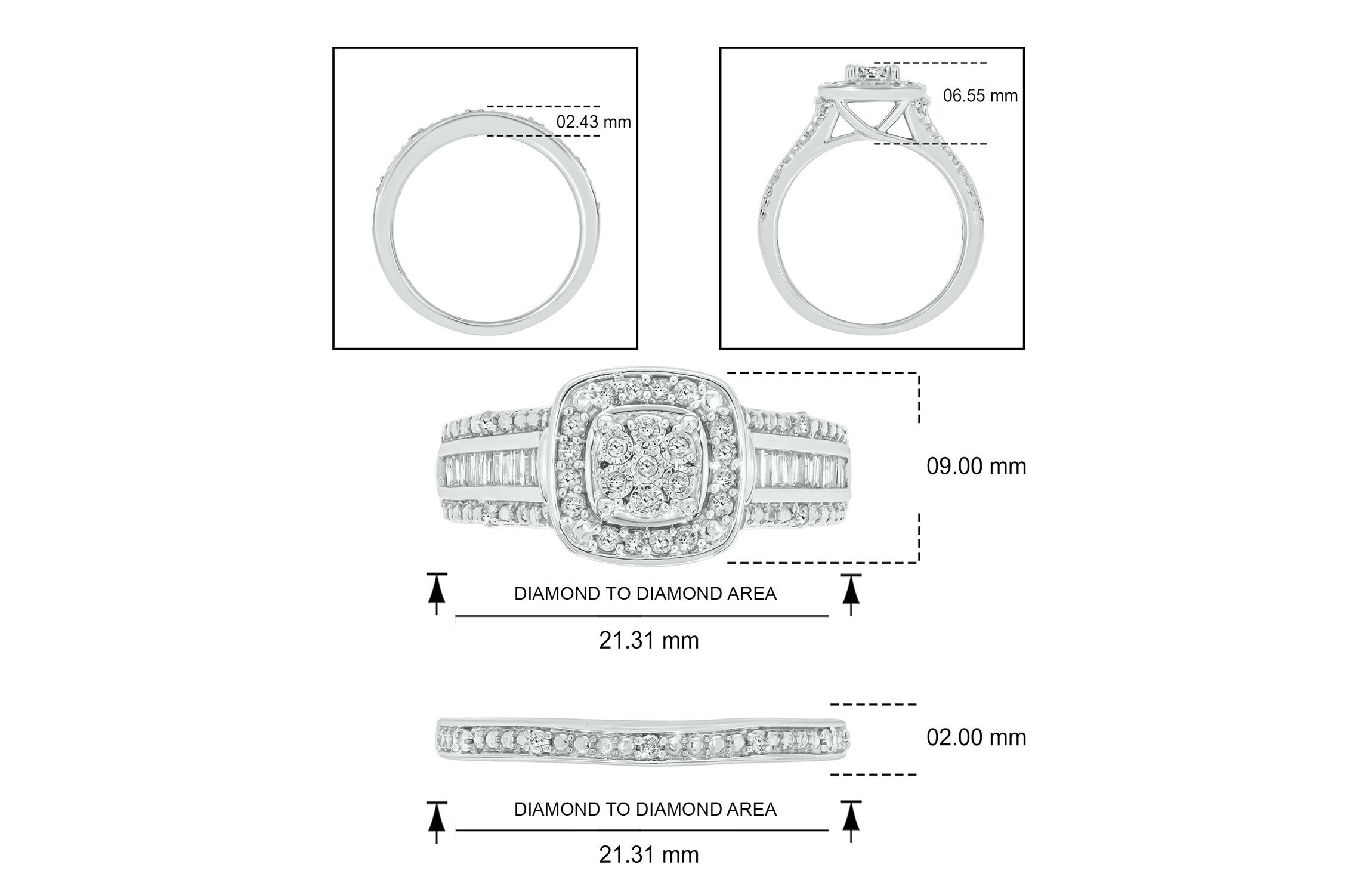 1/3 ct. t.w. Diamond Miracle Plate Bridal Ring in Sterling Silver