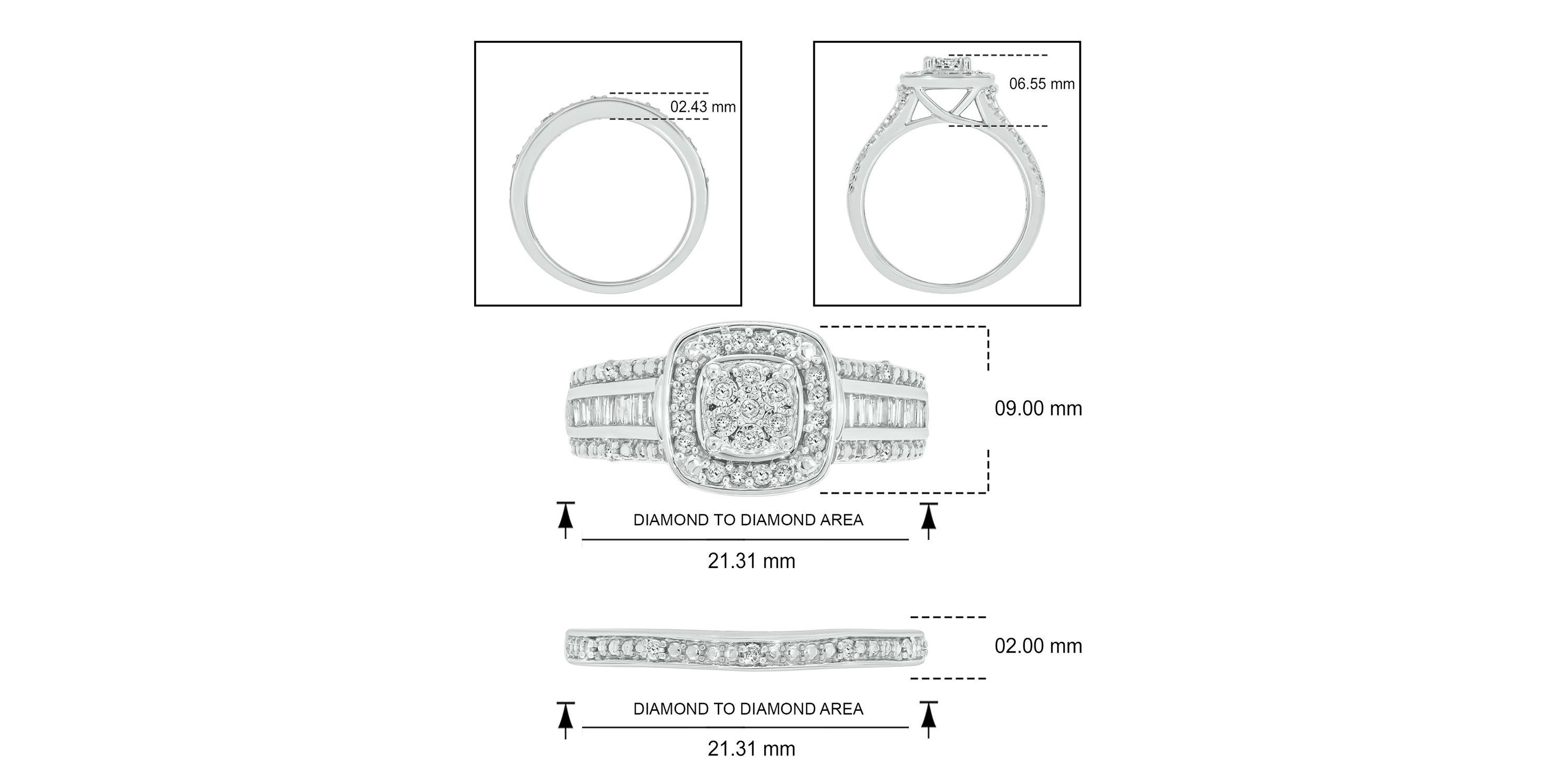 1/3 ct. t.w. Diamond Miracle Plate Bridal Ring in Sterling Silver