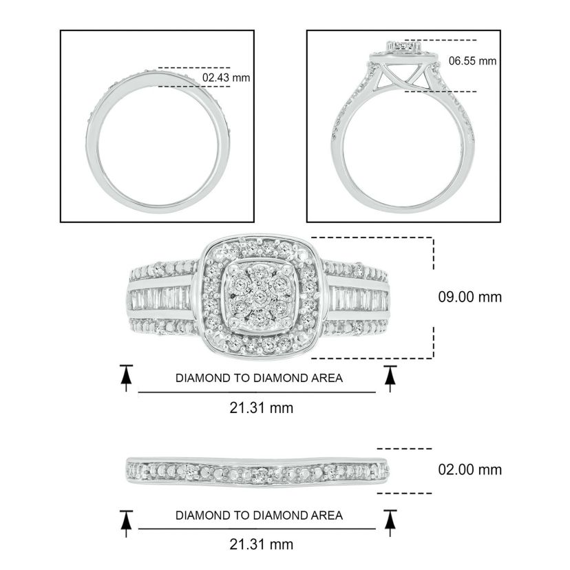 1/3 ct. t.w. Diamond Miracle Plate Bridal Ring in Sterling Silver