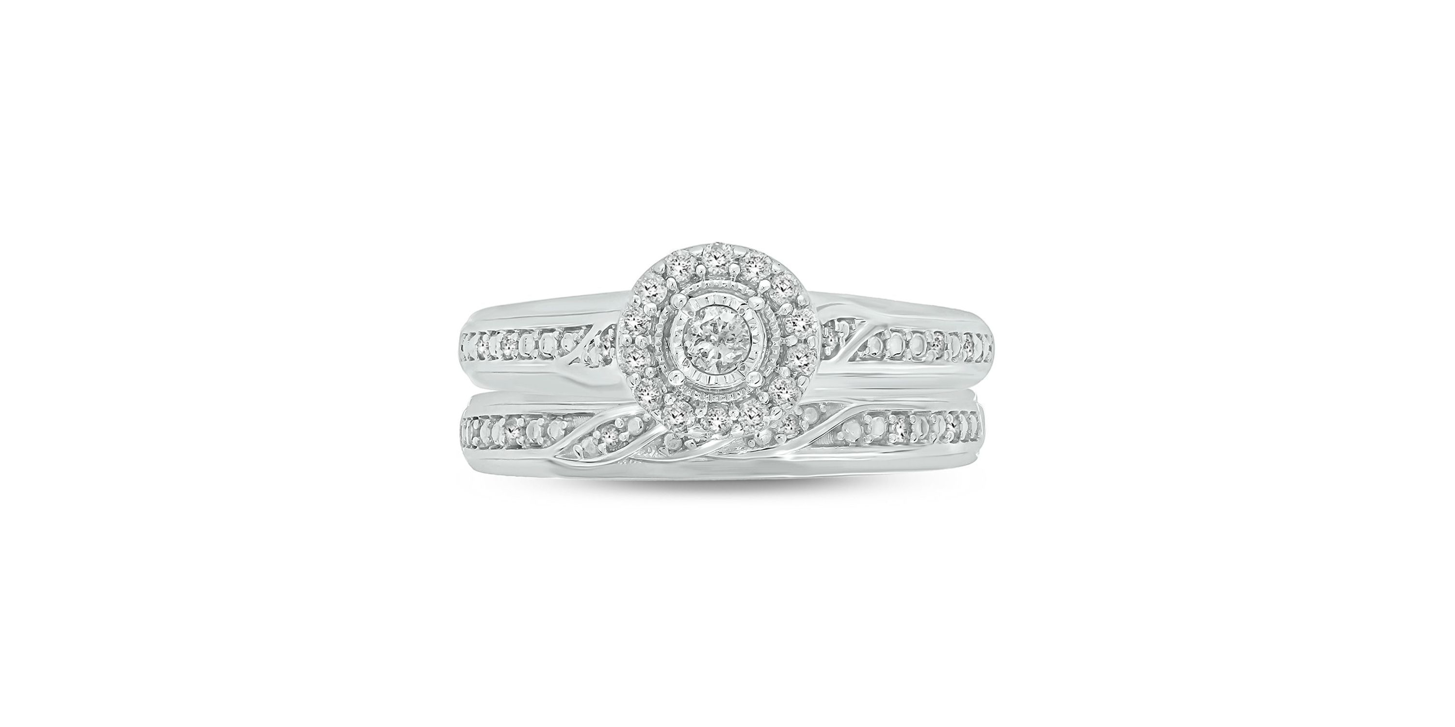 1/4 ct. t.w. Diamond with Miracle Plate Bridal Ring in Sterling Silver