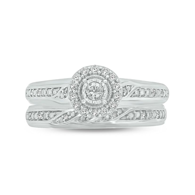1/4 ct. t.w. Diamond with Miracle Plate Bridal Ring in Sterling Silver