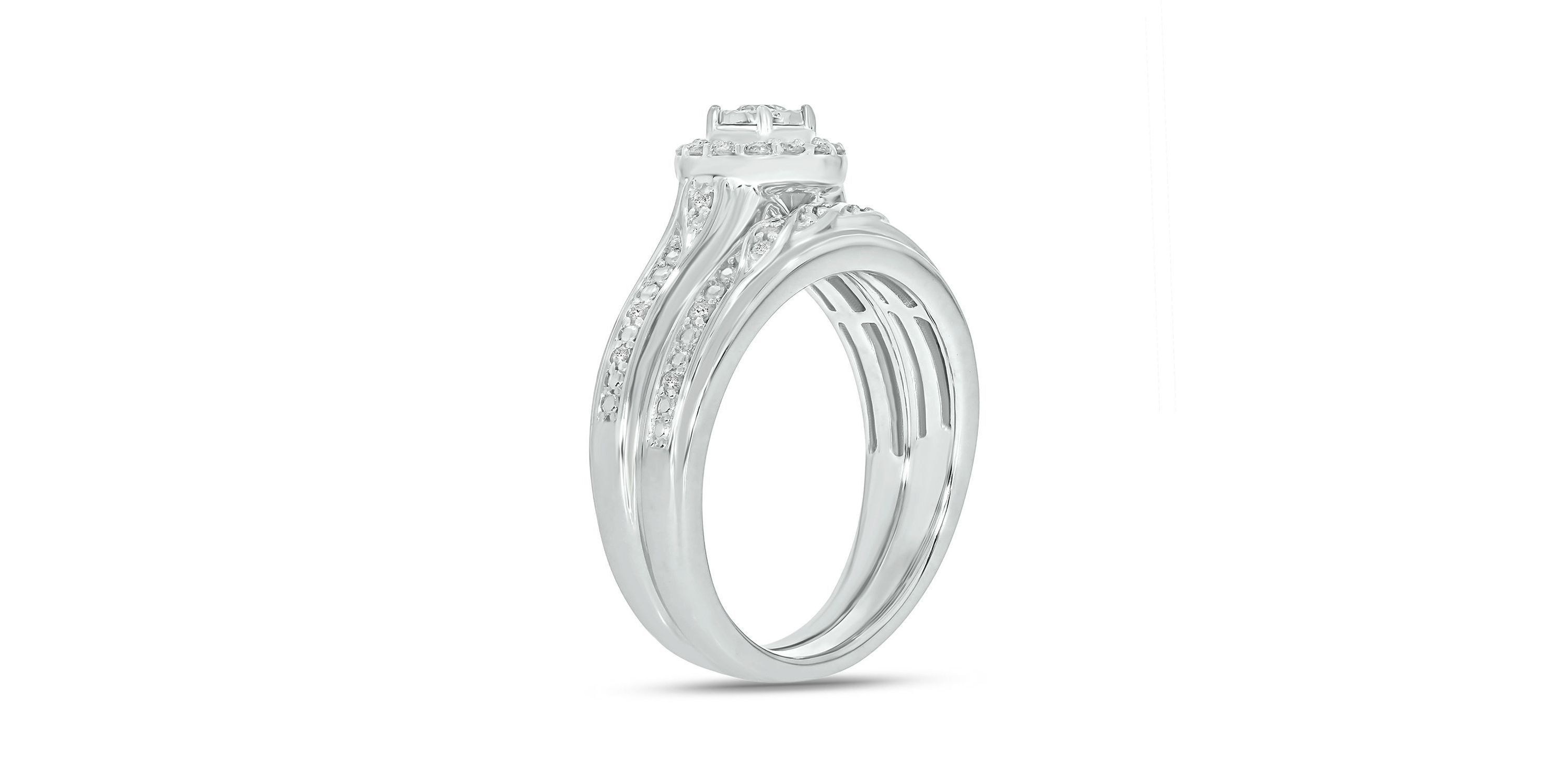 1/4 ct. t.w. Diamond with Miracle Plate Bridal Ring in Sterling Silver
