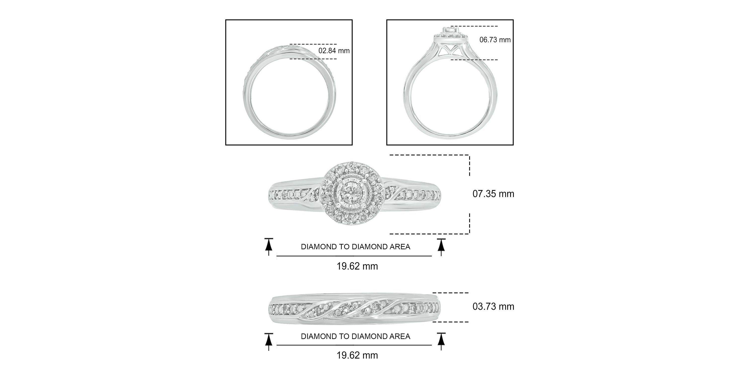 1/4 ct. t.w. Diamond with Miracle Plate Bridal Ring in Sterling Silver