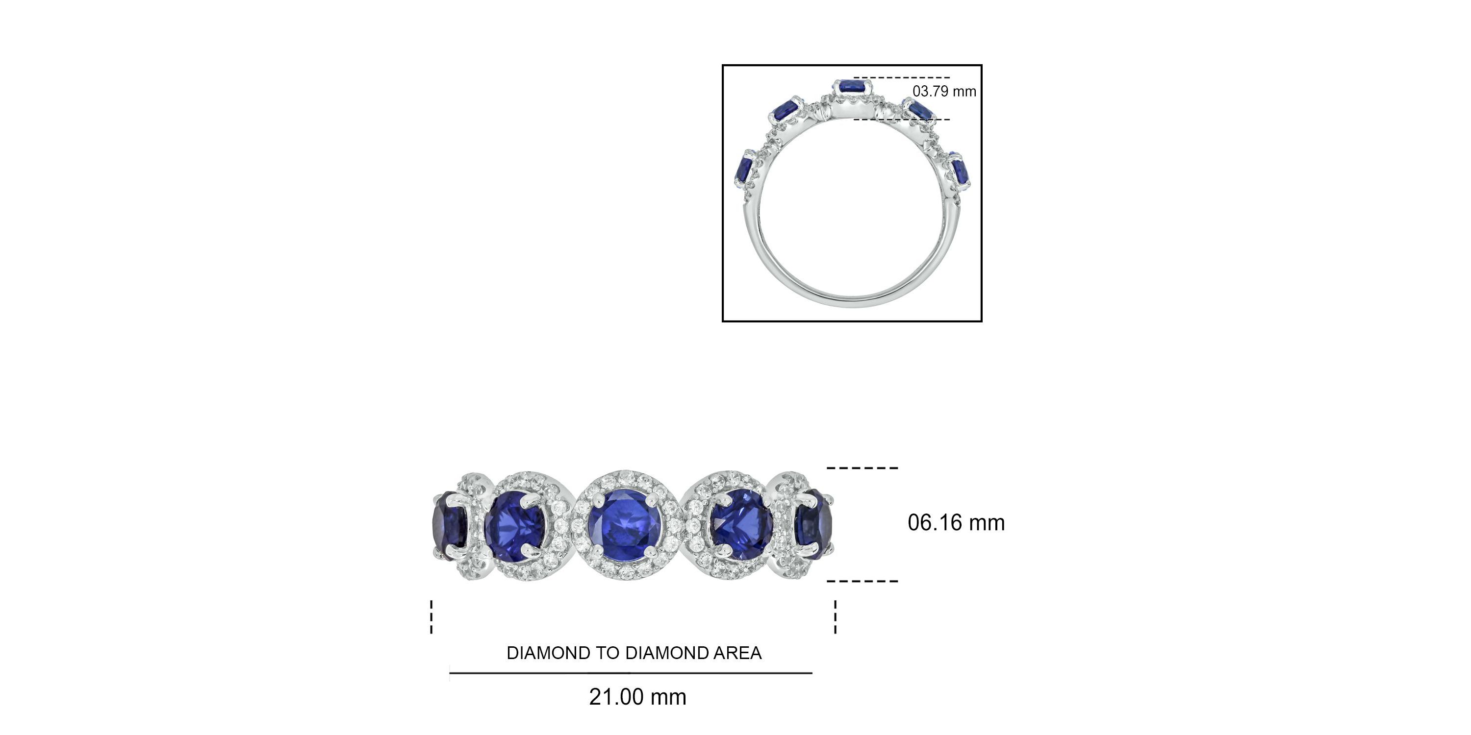 1/3 ct. t.w. Diamond and 1.60 ct. t.w. Created Blue Sapphire Multi Stone Ring In Sterling Silver