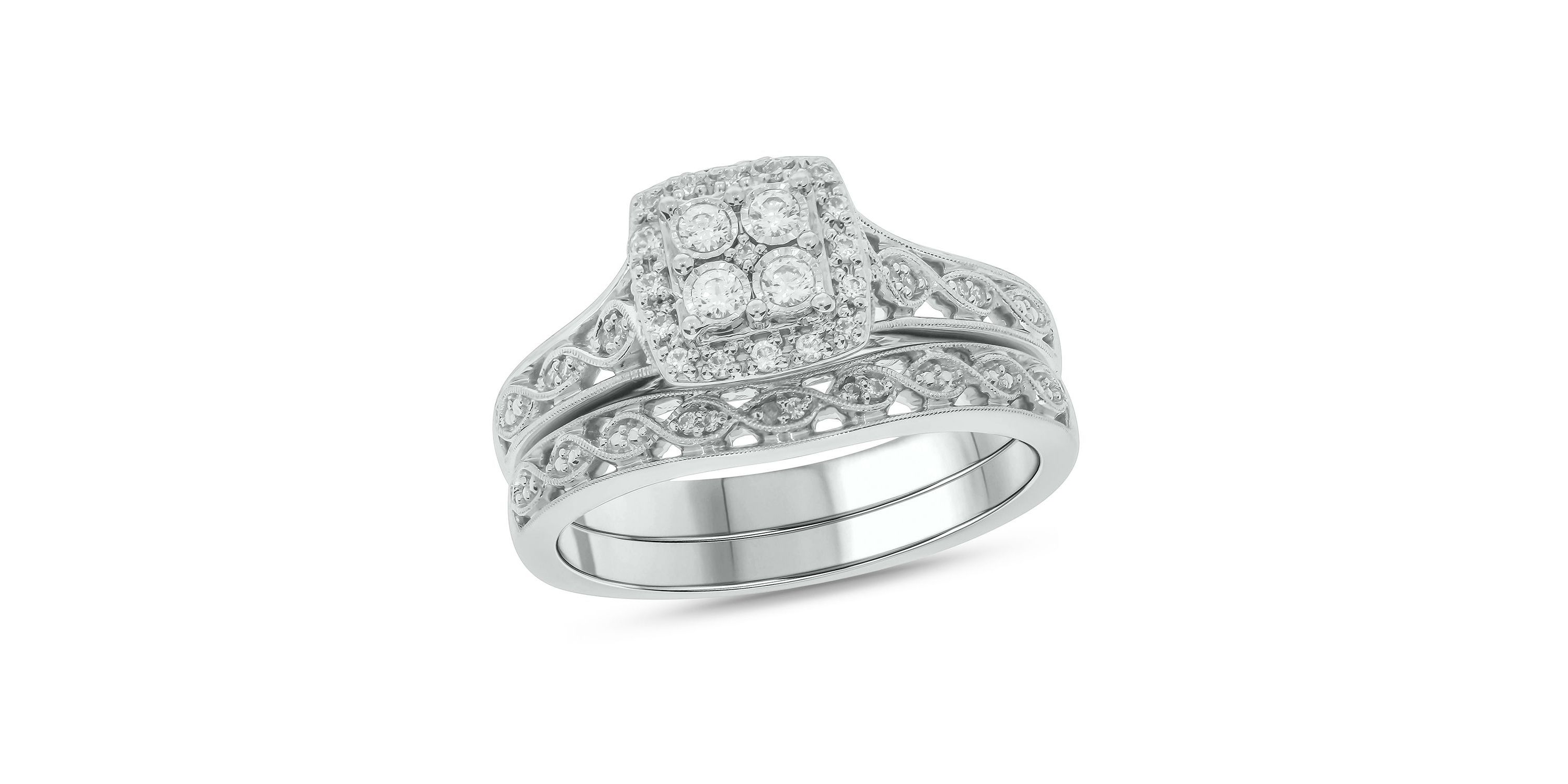 1/4 ct. t.w. Diamond with Miracle Plate Bridal Ring in Sterling Silver