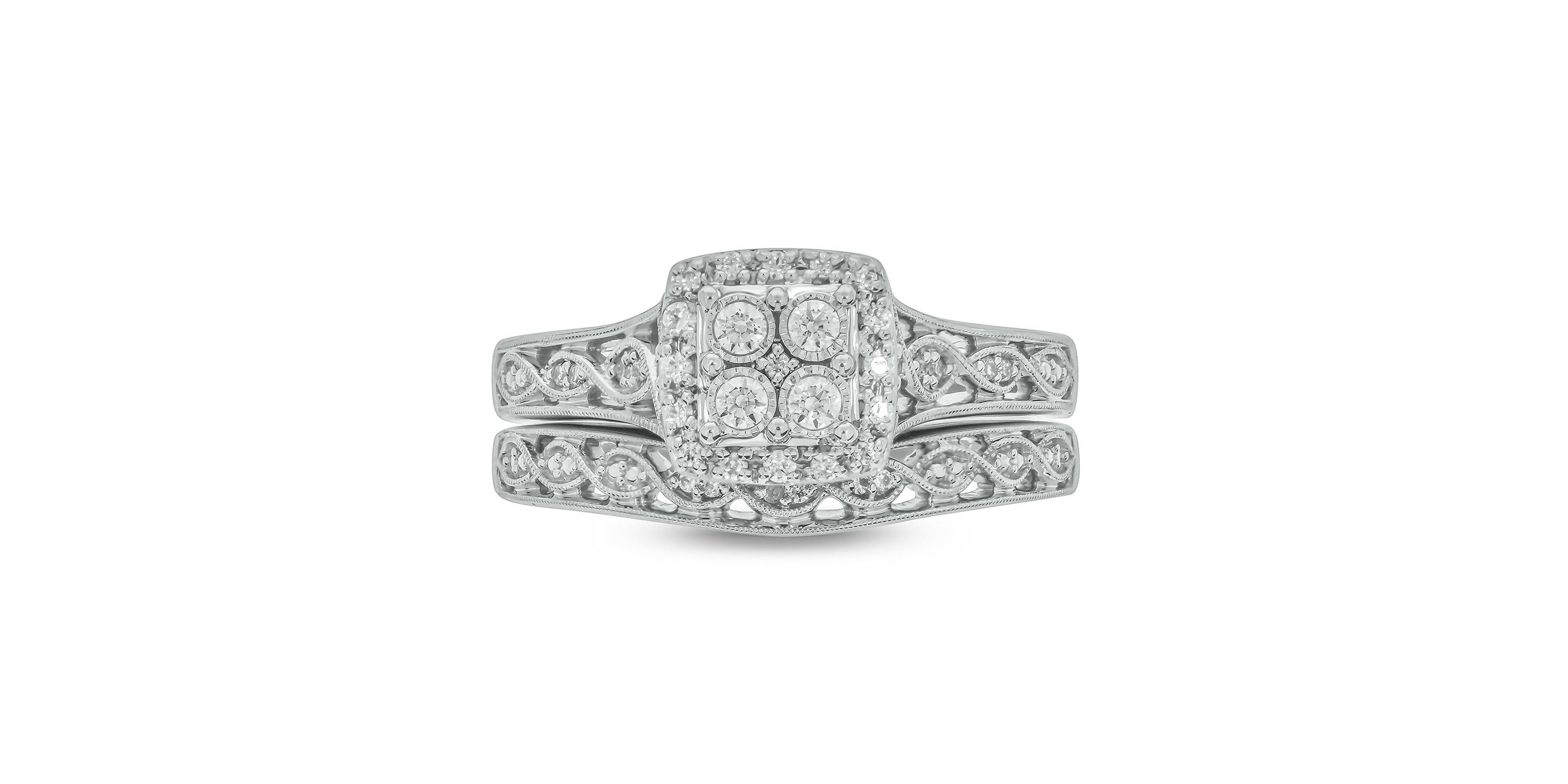 1/4 ct. t.w. Diamond with Miracle Plate Bridal Ring in Sterling Silver