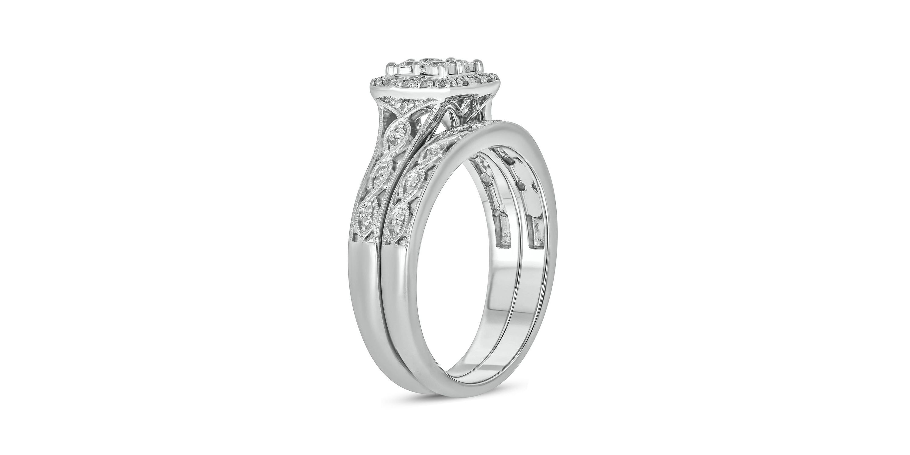 1/4 ct. t.w. Diamond with Miracle Plate Bridal Ring in Sterling Silver