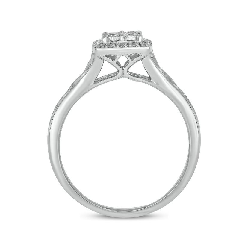 1/4 ct. t.w. Diamond with Miracle Plate Bridal Ring in Sterling Silver