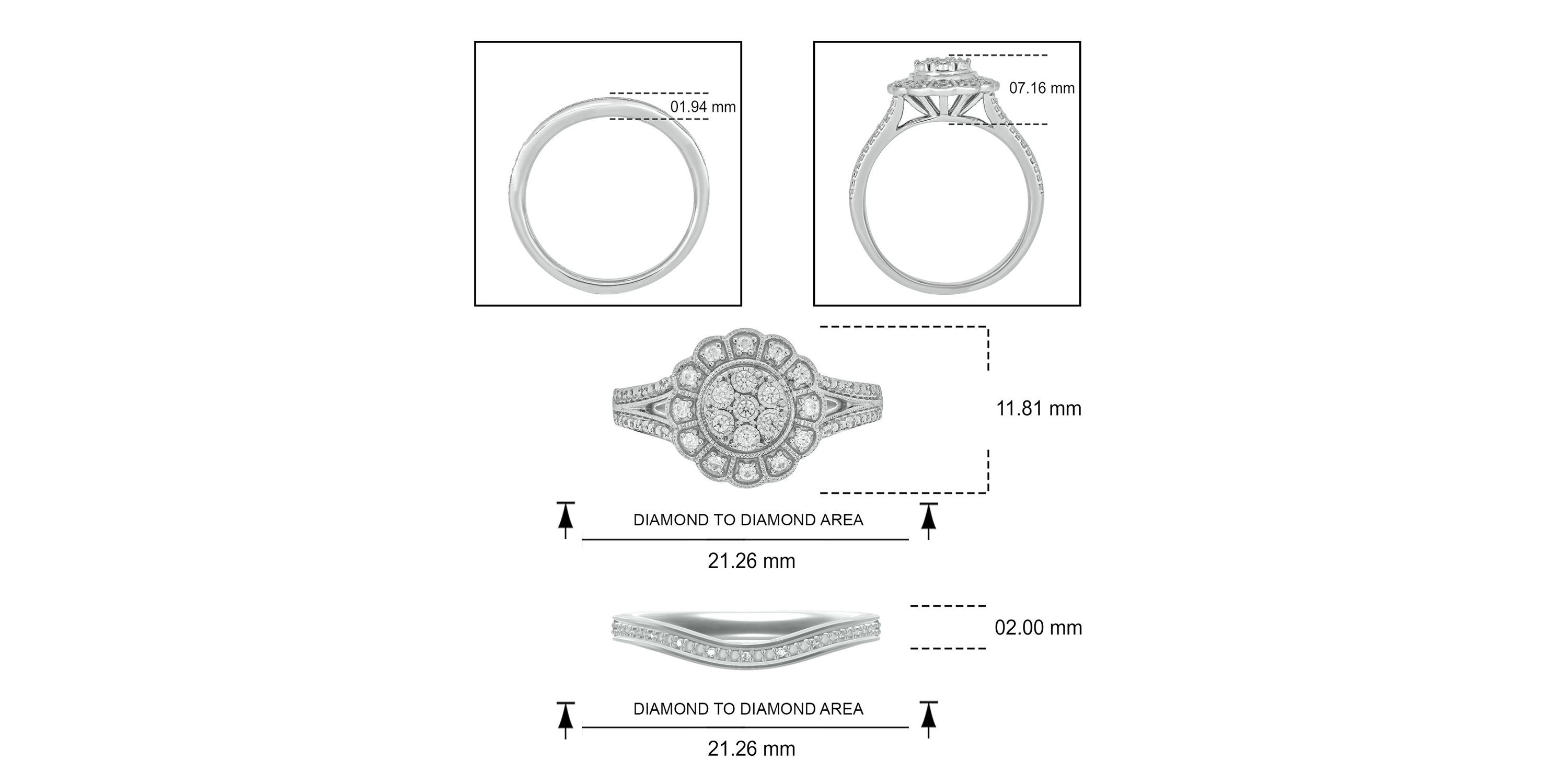 1/4 ct. t.w. Diamond Flower Bridal Ring in Sterling Silver