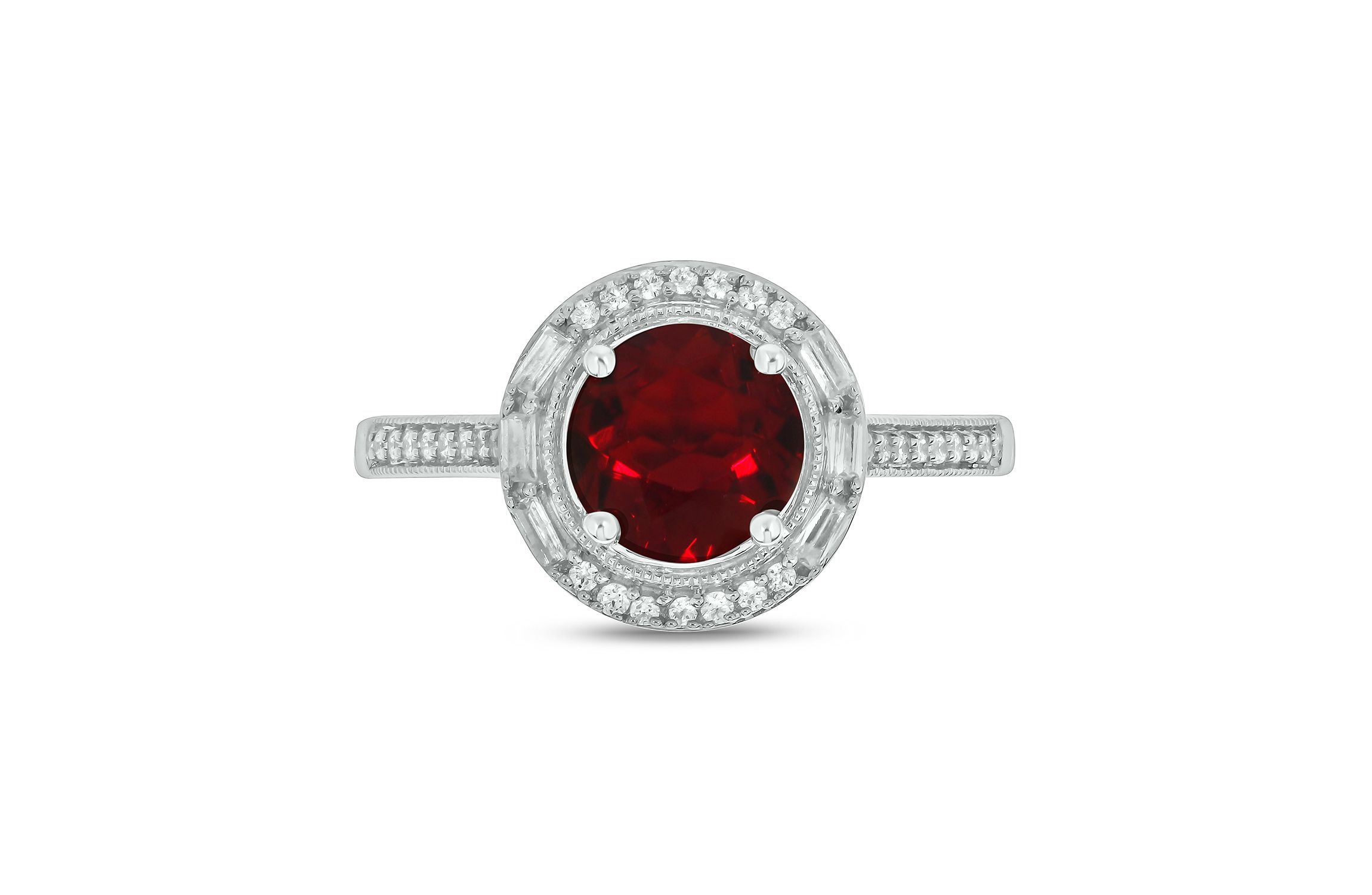1/6 ct. t.w. Diamond and 1.0 ct. t.w. Created Ruby Ring In Streling Silver