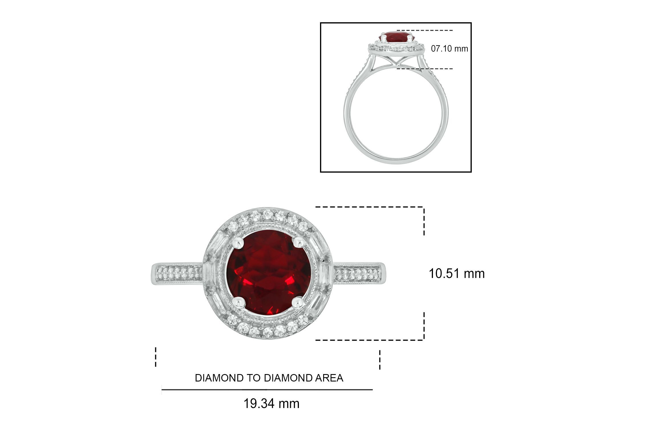 1/6 ct. t.w. Diamond and 1.0 ct. t.w. Created Ruby Ring In Streling Silver