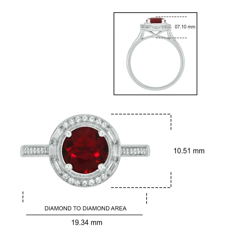 1/6 ct. t.w. Diamond and 1.0 ct. t.w. Created Ruby Ring In Streling Silver