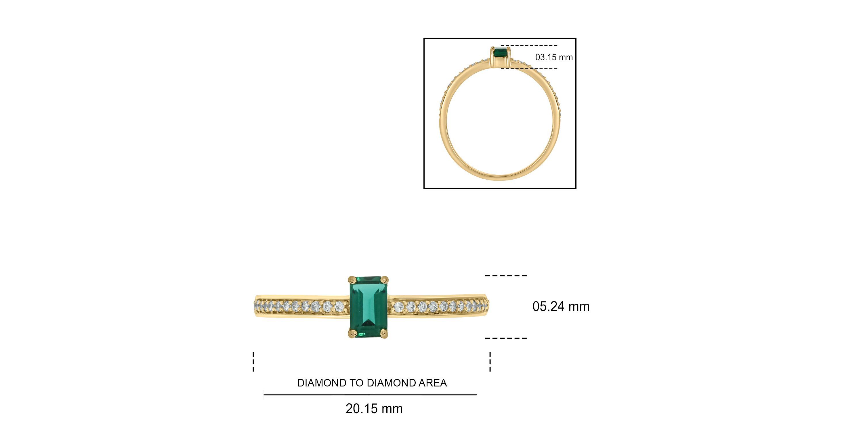 1/10 ct. t.w. Diamond and 1/4 ct. t.w. Created Emerald Promise Ring In 10K Yellow Gold