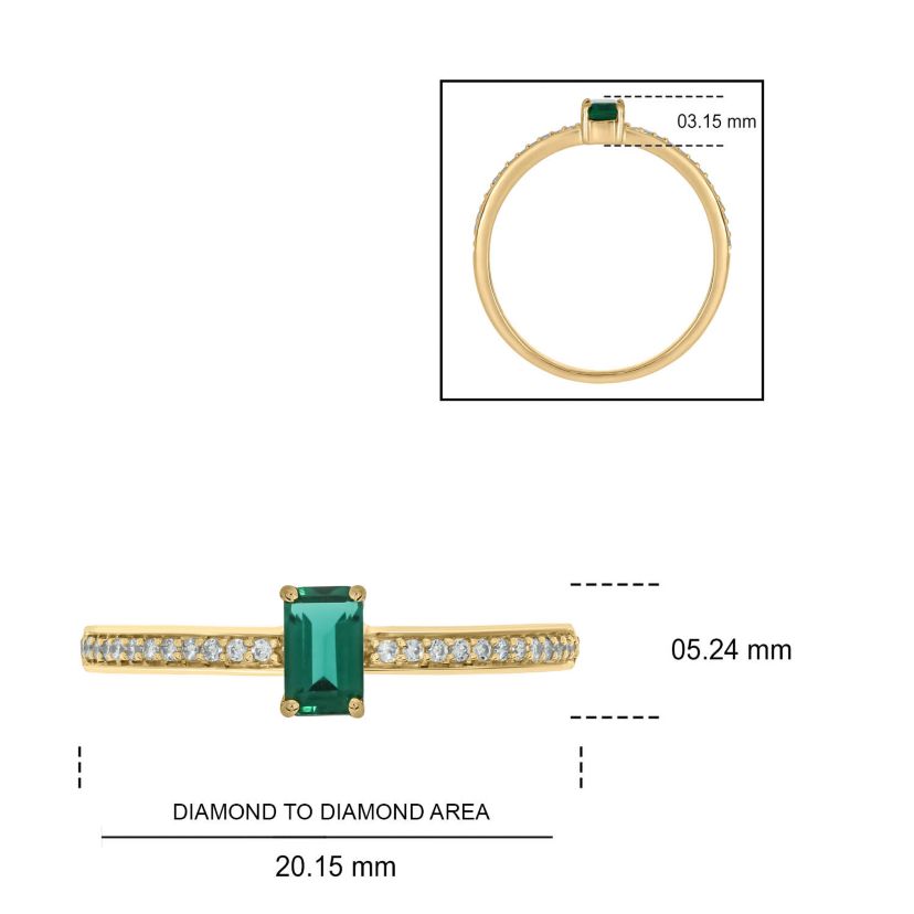 1/10 ct. t.w. Diamond and 1/4 ct. t.w. Created Emerald Promise Ring In 10K Yellow Gold