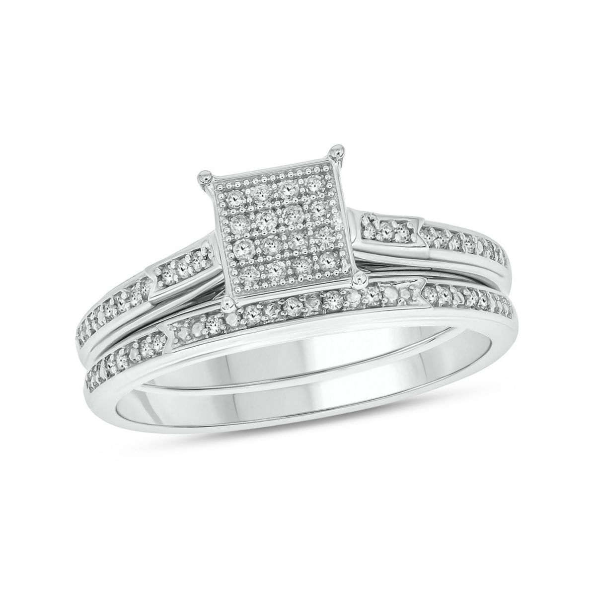 1/4 ct. t.w. Diamond Square Bridal Ring in Sterling Silver