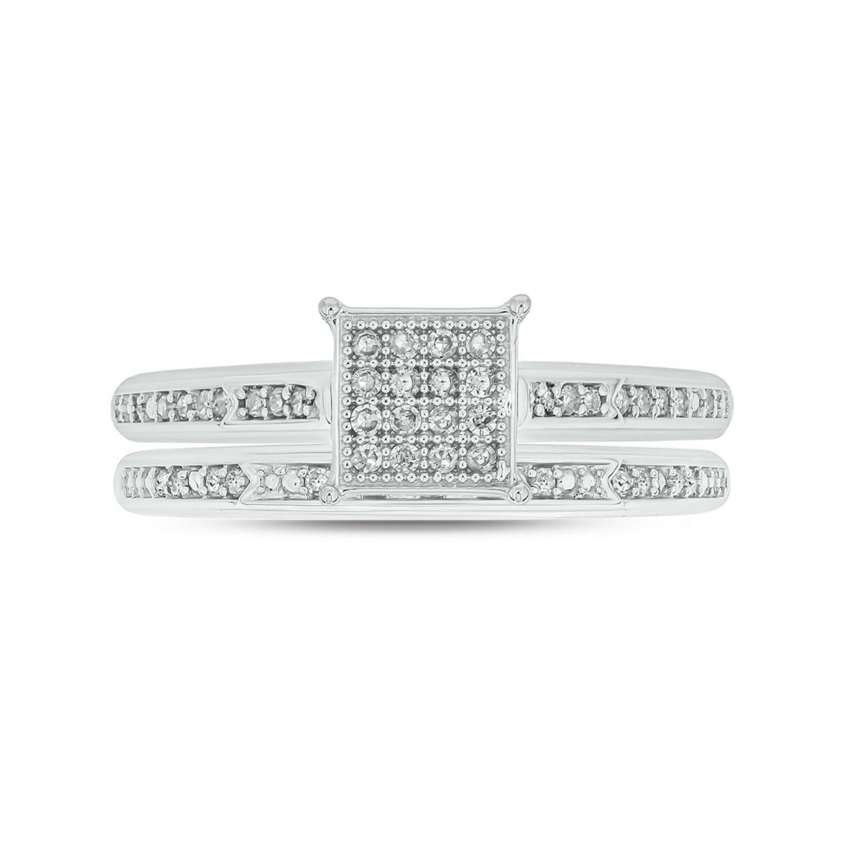 1/4 ct. t.w. Diamond Square Bridal Ring in Sterling Silver