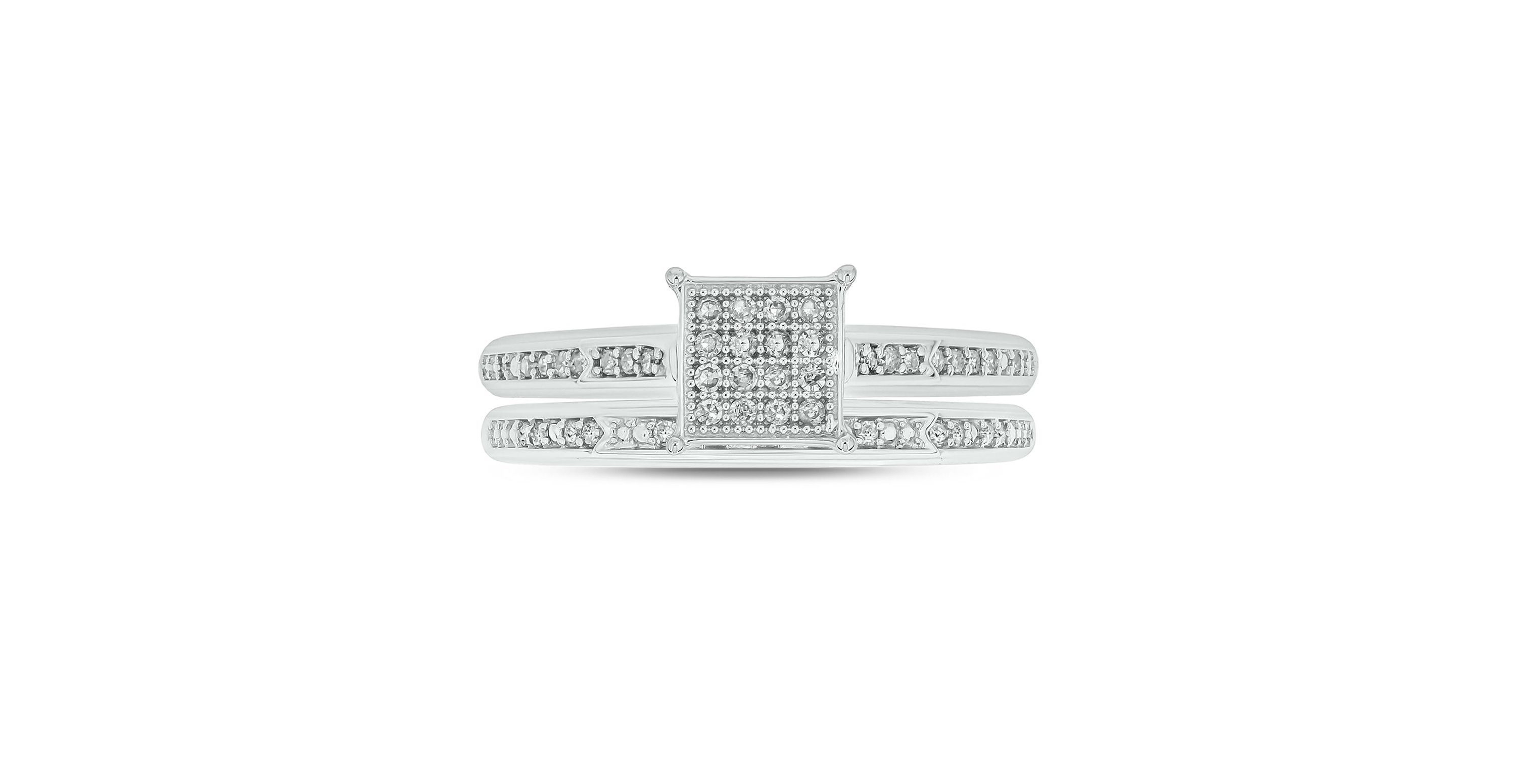 1/4 ct. t.w. Diamond Square Bridal Ring in Sterling Silver
