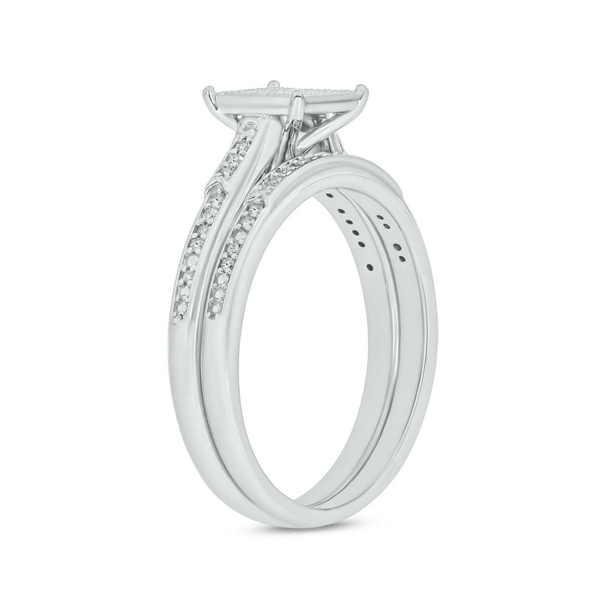 1/4 ct. t.w. Diamond Square Bridal Ring in Sterling Silver