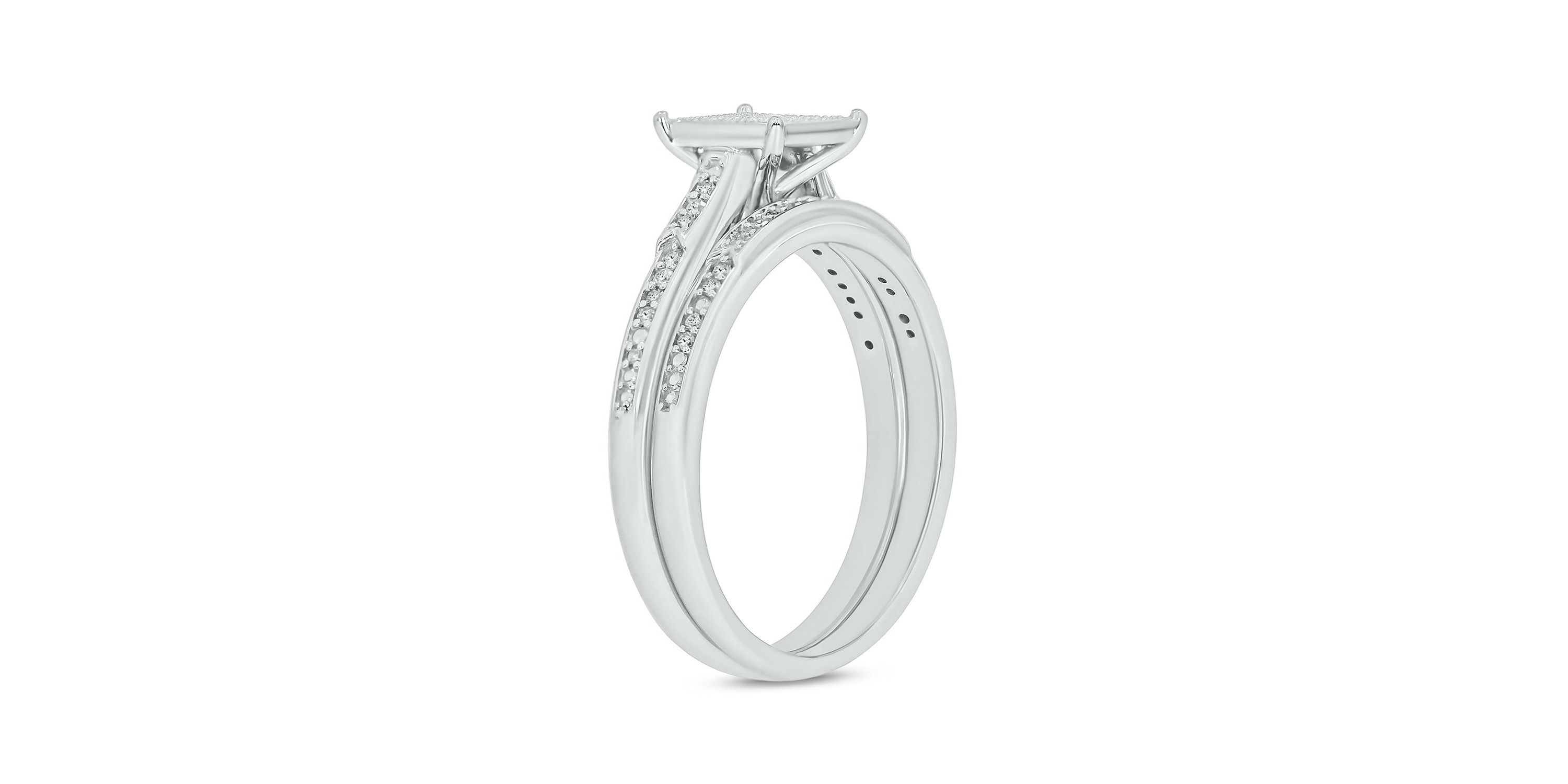 1/4 ct. t.w. Diamond Square Bridal Ring in Sterling Silver